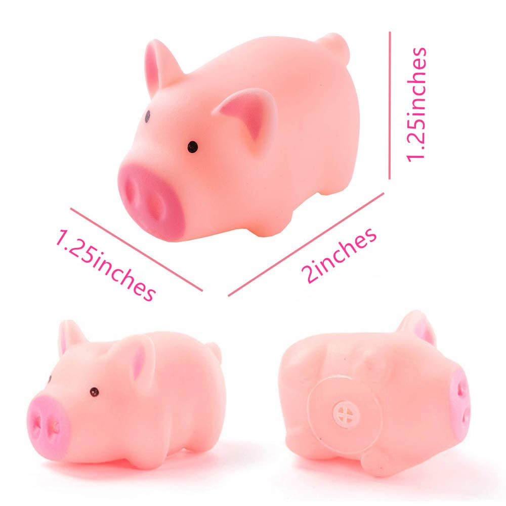 20 PCS Mini Squishies Pig Bath Toys, Pink Rubber Squeaky Baby Bathtub Toys for Baby Shower Party Favors - Image 2