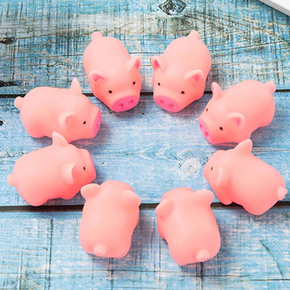 20 PCS Mini Squishies Pig Bath Toys, Pink Rubber Squeaky Baby Bathtub Toys for Baby Shower Party Favors - Image 5