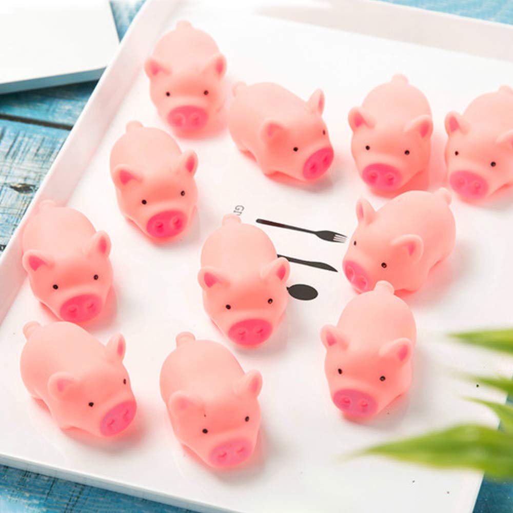 20 PCS Mini Squishies Pig Bath Toys, Pink Rubber Squeaky Baby Bathtub Toys for Baby Shower Party Favors - Image 6