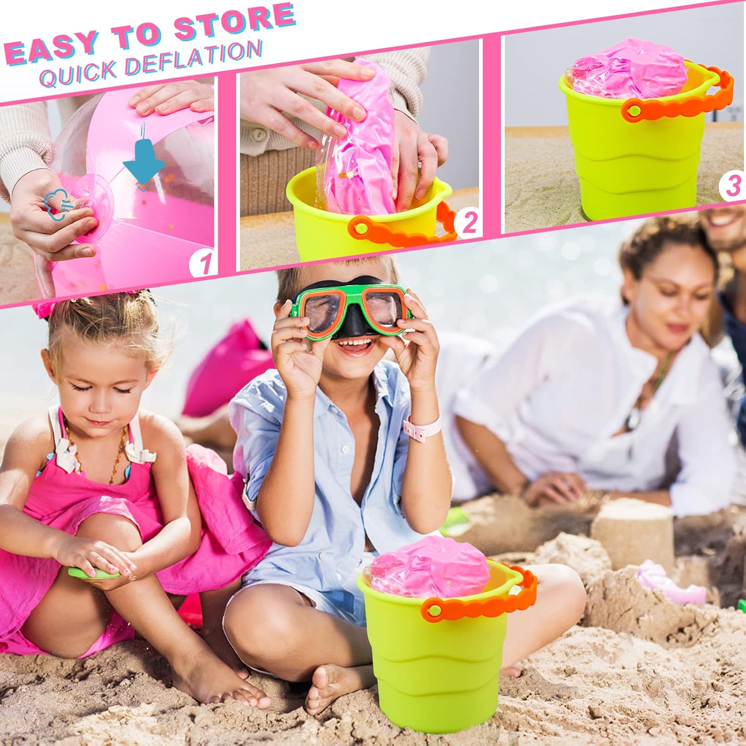 16 Inch Inflatable Beach Balls, 3 Pack Glitter Beach Balls Pool Toys with Confetti Sparkling Balls for Kids Toddlers Adults Summer Pool Party Favors - Image 6