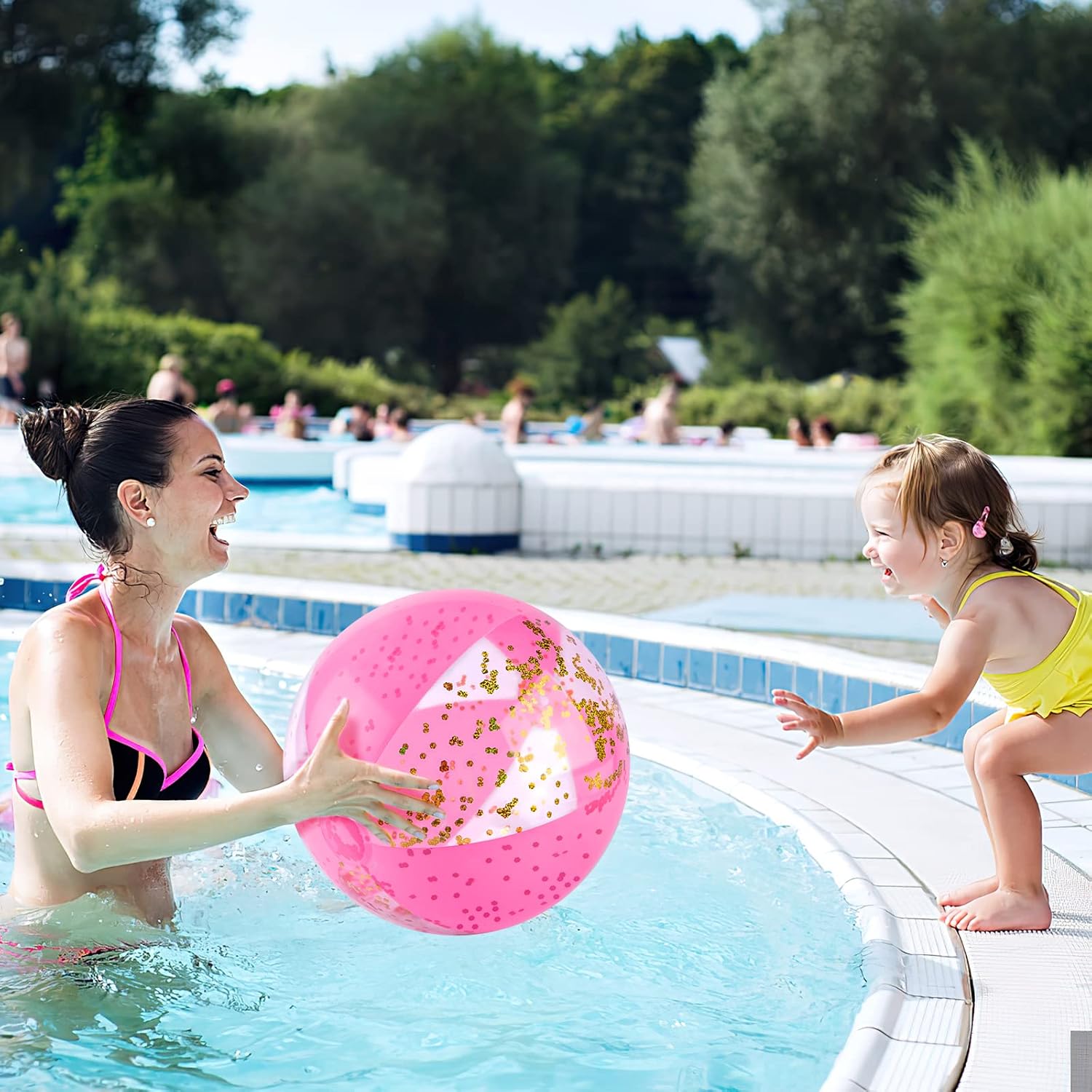 16 Inch Inflatable Beach Balls, 3 Pack Glitter Beach Balls Pool Toys with Confetti Sparkling Balls for Kids Toddlers Adults Summer Pool Party Favors - Image 7