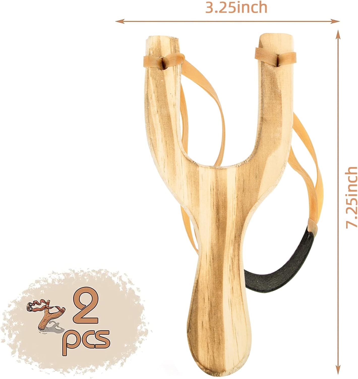 Wooden Slingshot, 2PCS Solid Wood Slingshot with Classic Construction for Outdoor Hunting Sports, Camping, Shooting, Hiking for Adults - Image 2