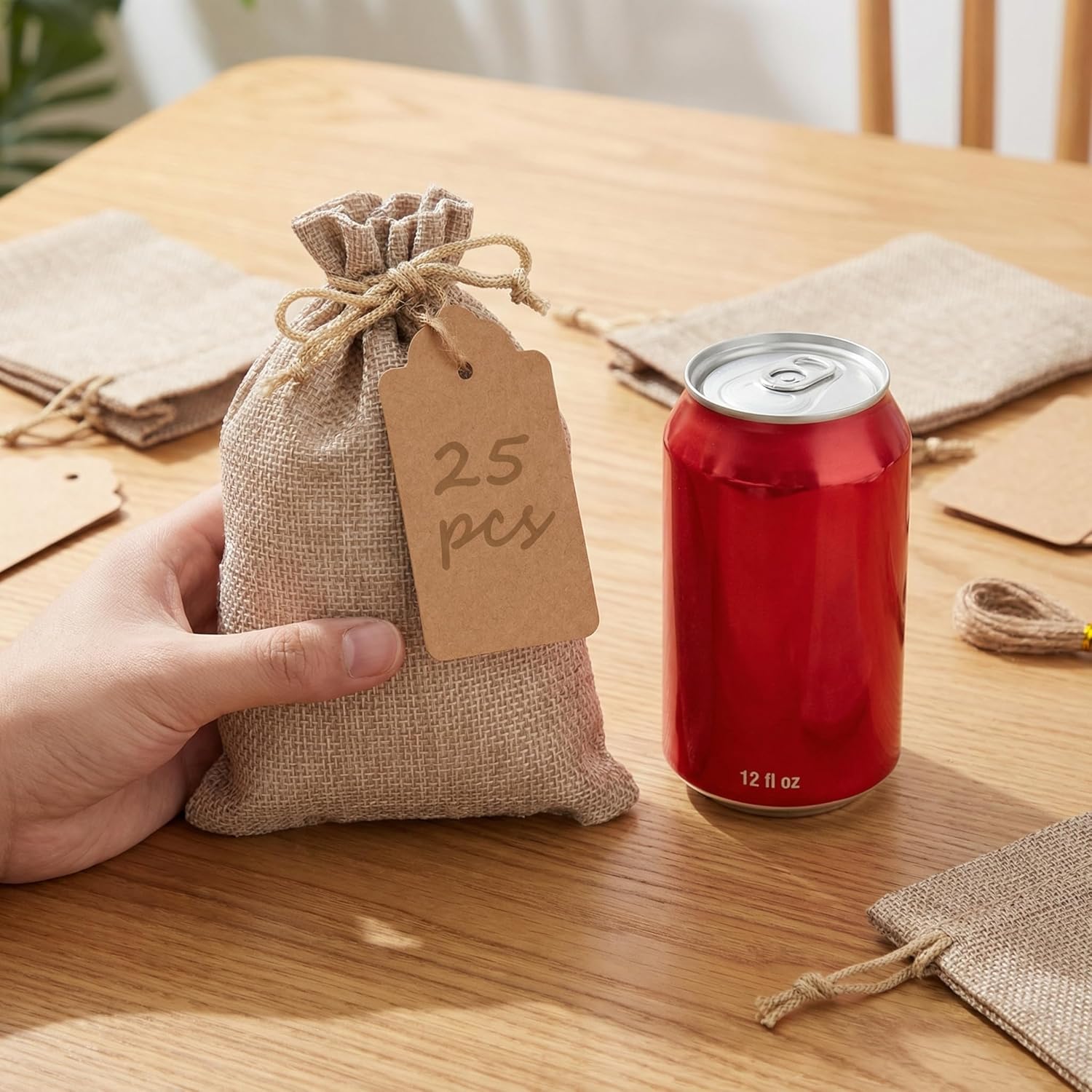 25PCS Small Burlap Gift Bags With Drawstring, 4x6 Inch Small Linen Sack Bags Jewelry Pouches for Wedding Party Favors DIY Crafts - Image 2