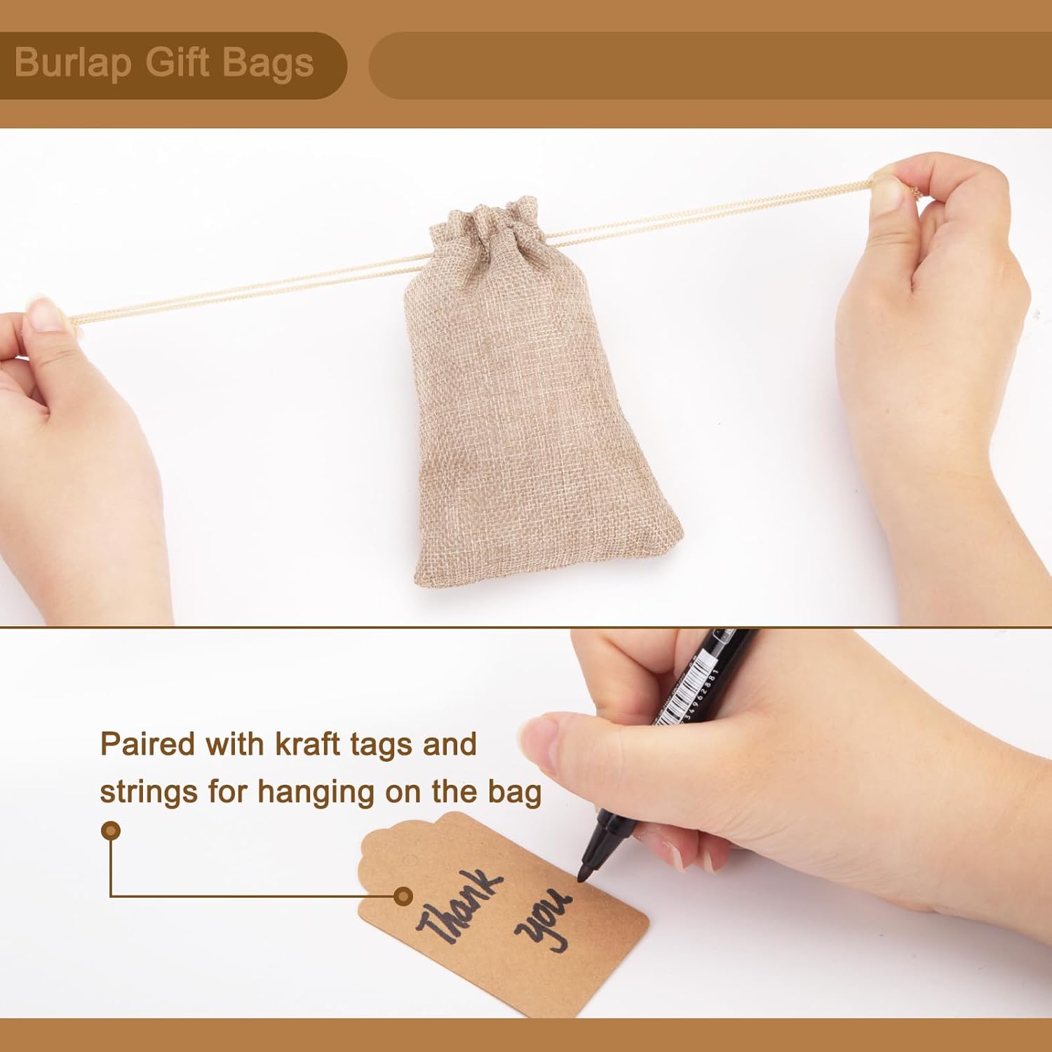 25PCS Small Burlap Gift Bags With Drawstring, 4x6 Inch Small Linen Sack Bags Jewelry Pouches for Wedding Party Favors DIY Crafts - Image 8