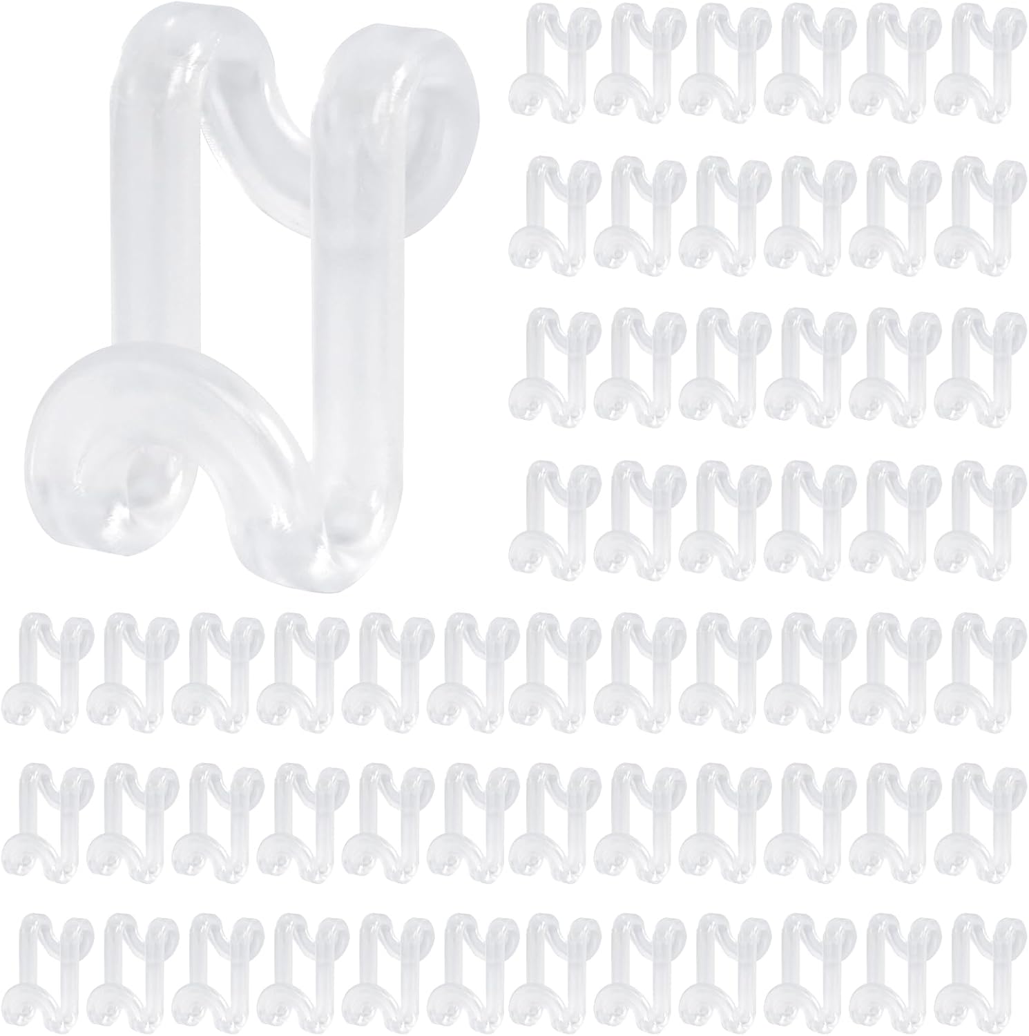 Hanger Hooks Space Saving, 60PCS Clothes Hanger Connector Hooks Closet Space Savers for Hanging Clothes, Clear - Image 1
