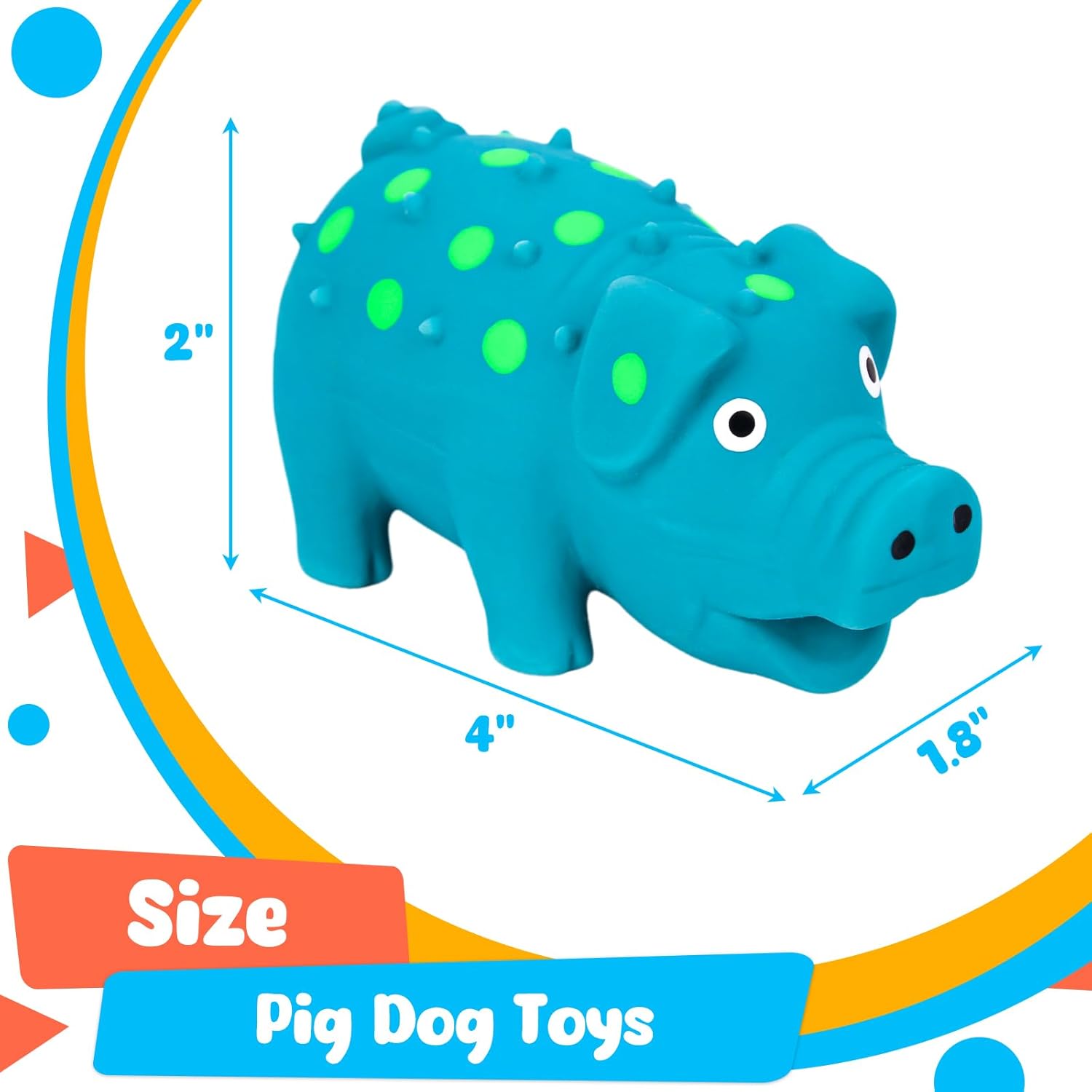 Squeaky Latex Grunting Pig Dog Toy, 4 Inch Small Blue Prank Gifts Puppy Chew Toys Rubber Squeeze Gift for Dogs - Image 2