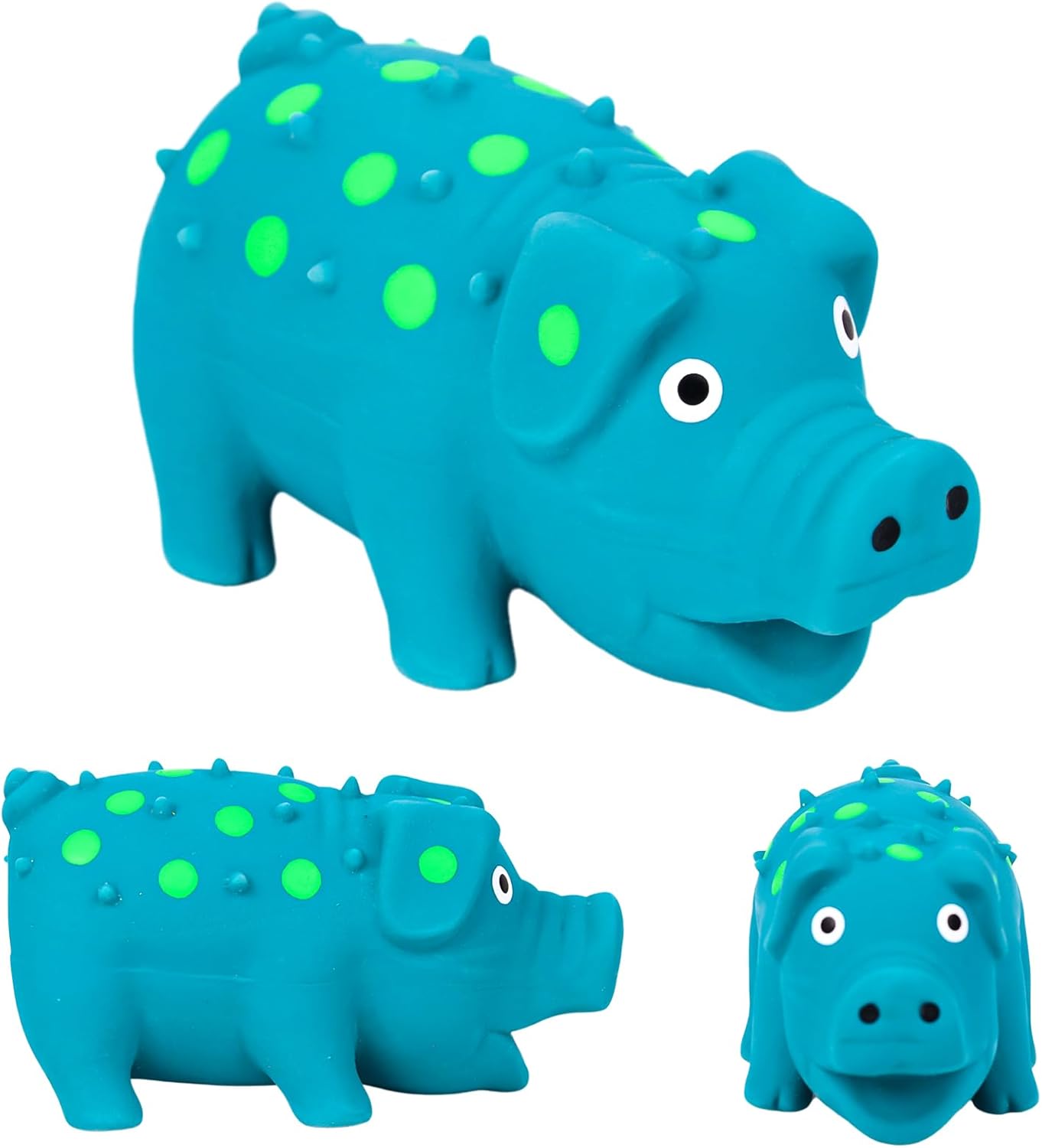 Squeaky Latex Grunting Pig Dog Toy, 4 Inch Small Blue Prank Gifts Puppy Chew Toys Rubber Squeeze Gift for Dogs - Image 3
