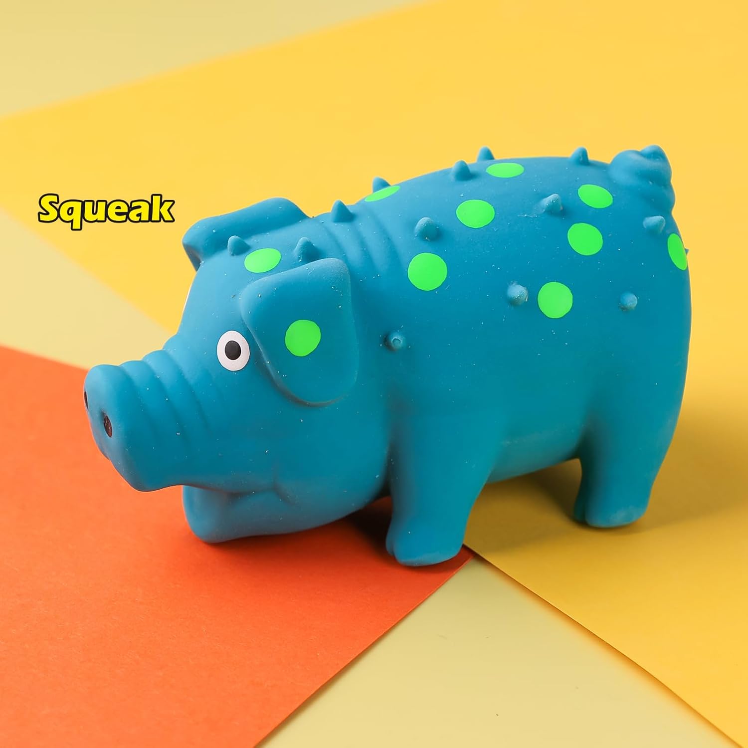 Squeaky Latex Grunting Pig Dog Toy, 4 Inch Small Blue Prank Gifts Puppy Chew Toys Rubber Squeeze Gift for Dogs - Image 6