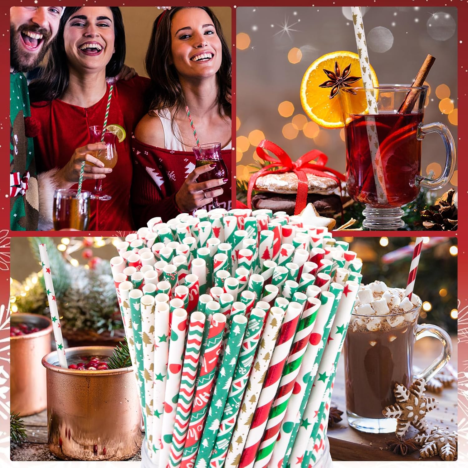 Christmas Paper Straws, Stripe Holiday Straws Bulk in 10 Styles for Drinking, Xmas Party Supplies, DIY Crafts, 125PCS - Image 5