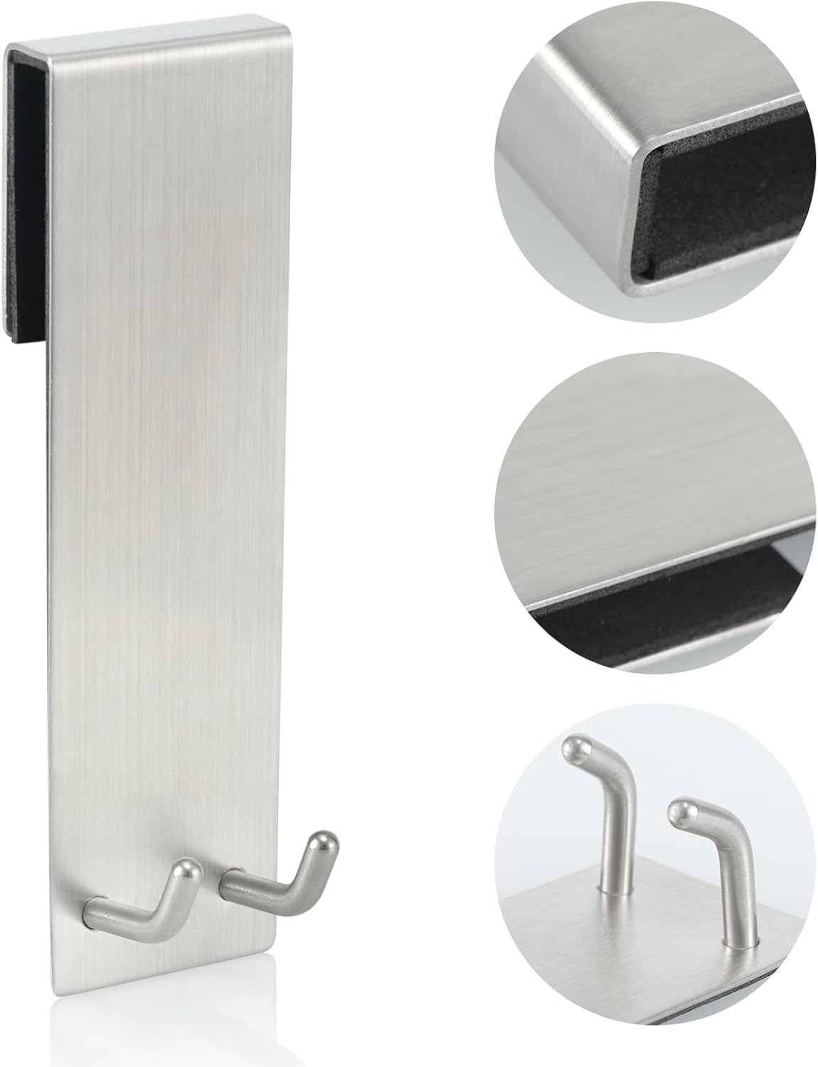 Shower Door Towel Hook Extended Length, No Drilling & Adhesive Needed Stainless Steel Bathroom Hangers for Frameless Shower Stall Wall - Image 3
