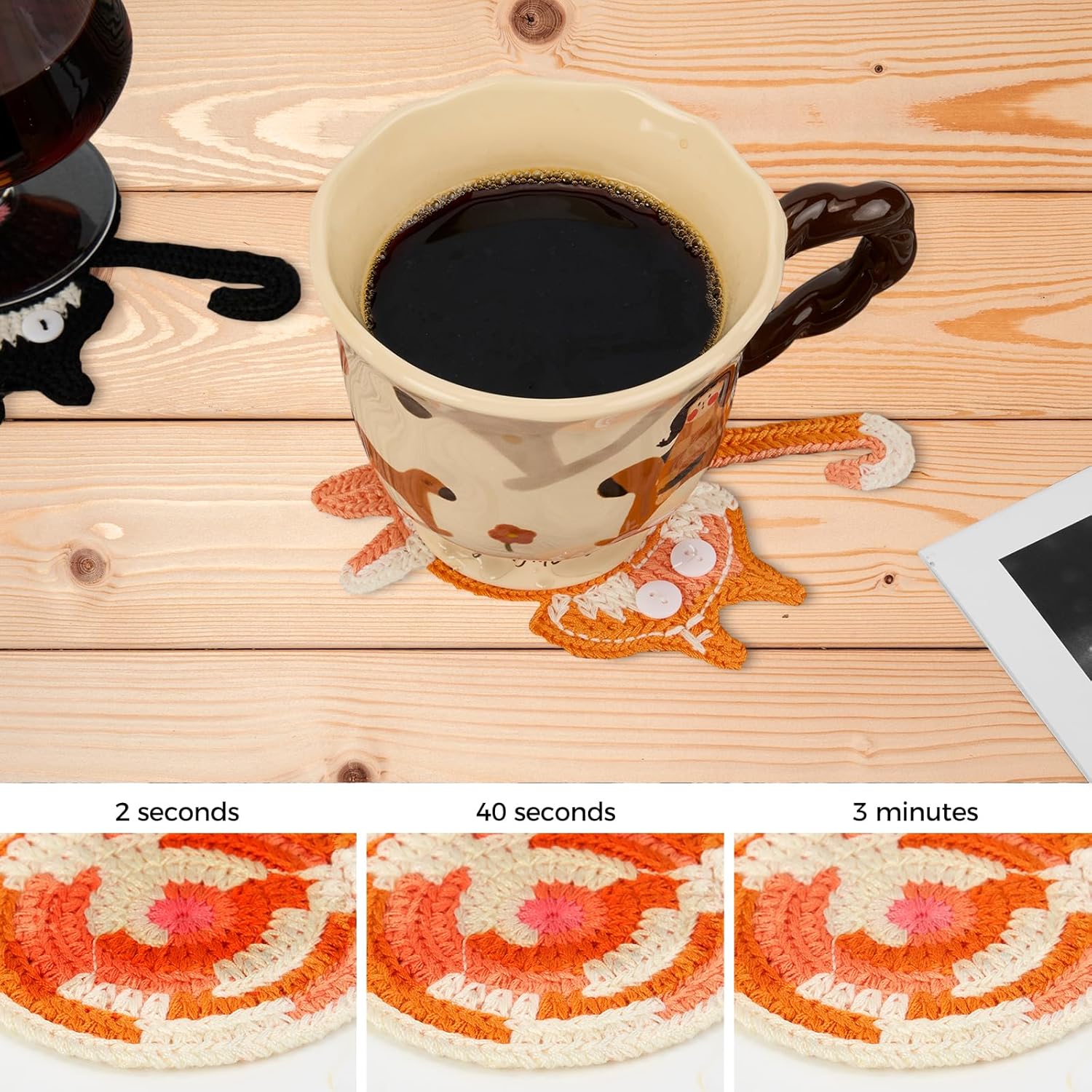 Drink Coaster | Cat Gifts for Cat Lovers,Fun Woven  Coasters,Cute Coffee Coaster for Home Decor Tabletop Protection Suitable for Kinds Cups (3PC) - Image 7