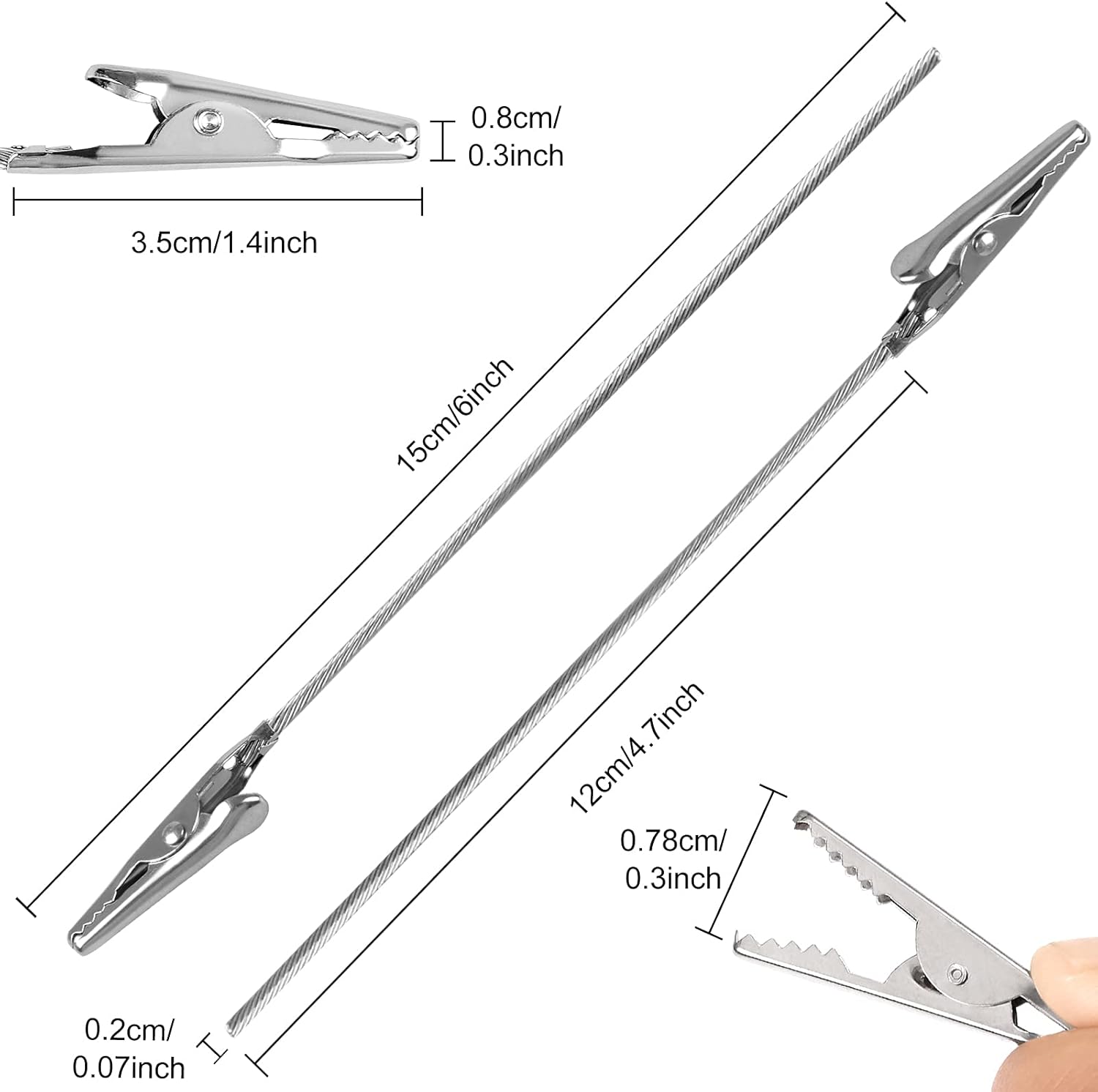40 PCS l Wire Long-Tailed Alligator Clamp Photo Clip Holder - Alligator Clips for Crafts, DIY Card, Photo, Memo Holder (6inch/150mm) - Image 2
