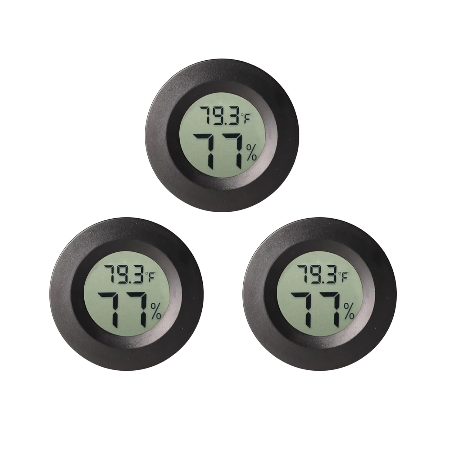 3pcs Mini Hygrometer Thermometer Indoor Outdoor Round Humidity Meter Fahrenheit Celsius Switchable Temperature Gauge Humidity Sensor Monitor for 3D Printer Reptile Jars - Image 1