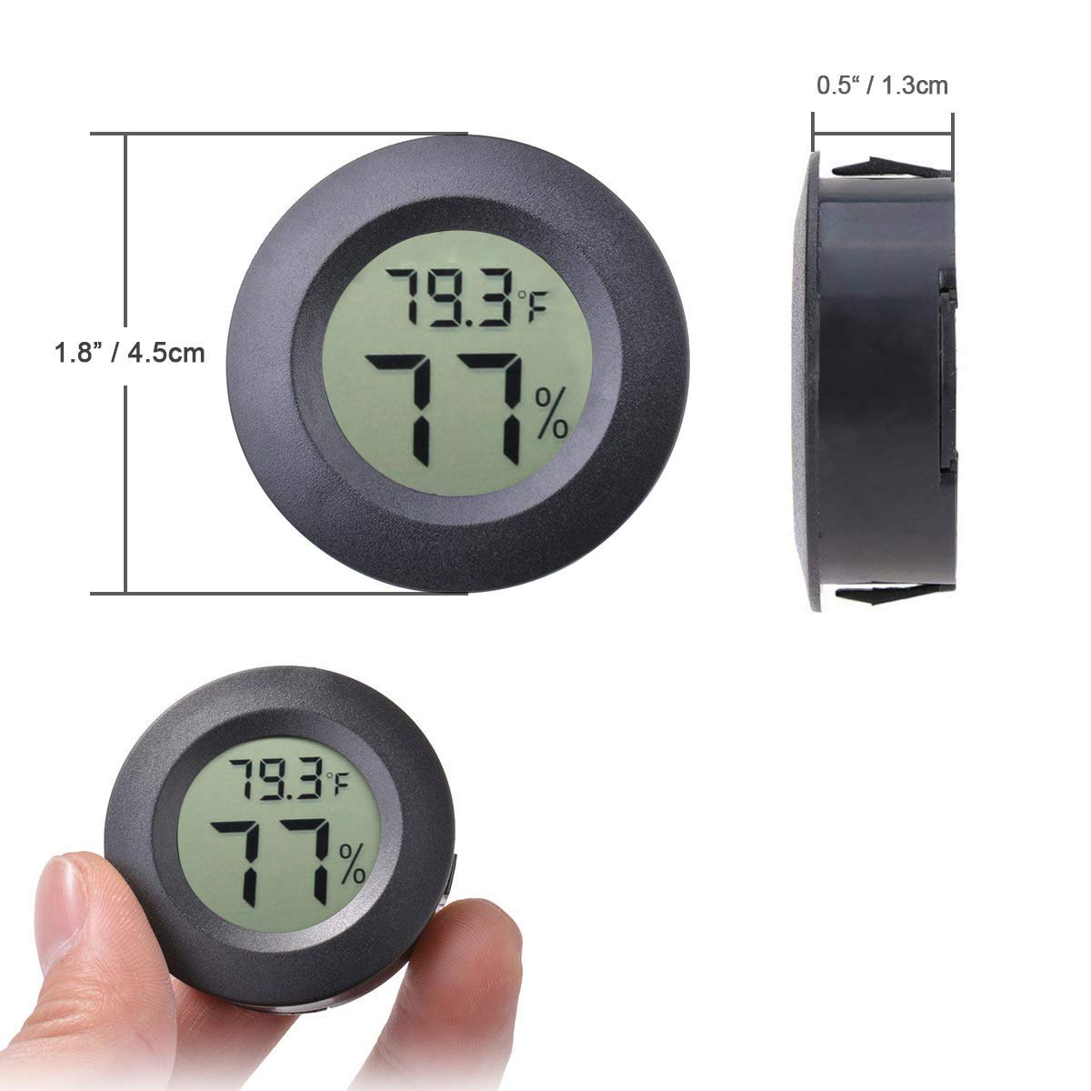 3pcs Mini Hygrometer Thermometer Indoor Outdoor Round Humidity Meter Fahrenheit Celsius Switchable Temperature Gauge Humidity Sensor Monitor for 3D Printer Reptile Jars - Image 2