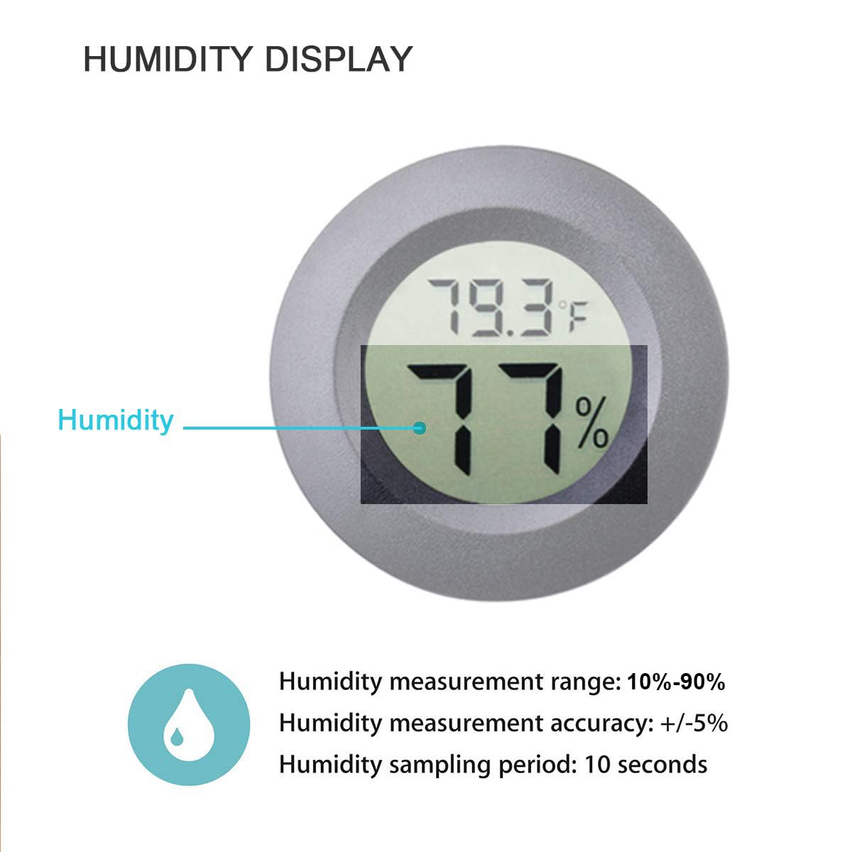3pcs Mini Hygrometer Thermometer Indoor Outdoor Round Humidity Meter Fahrenheit Celsius Switchable Temperature Gauge Humidity Sensor Monitor for 3D Printer Reptile Jars - Image 4