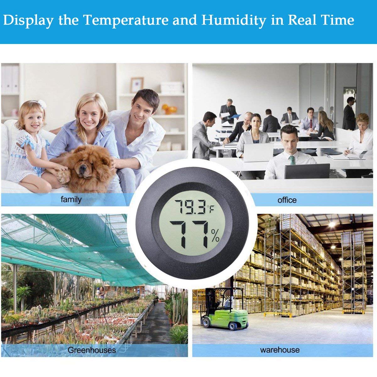 3pcs Mini Hygrometer Thermometer Indoor Outdoor Round Humidity Meter Fahrenheit Celsius Switchable Temperature Gauge Humidity Sensor Monitor for 3D Printer Reptile Jars - Image 6
