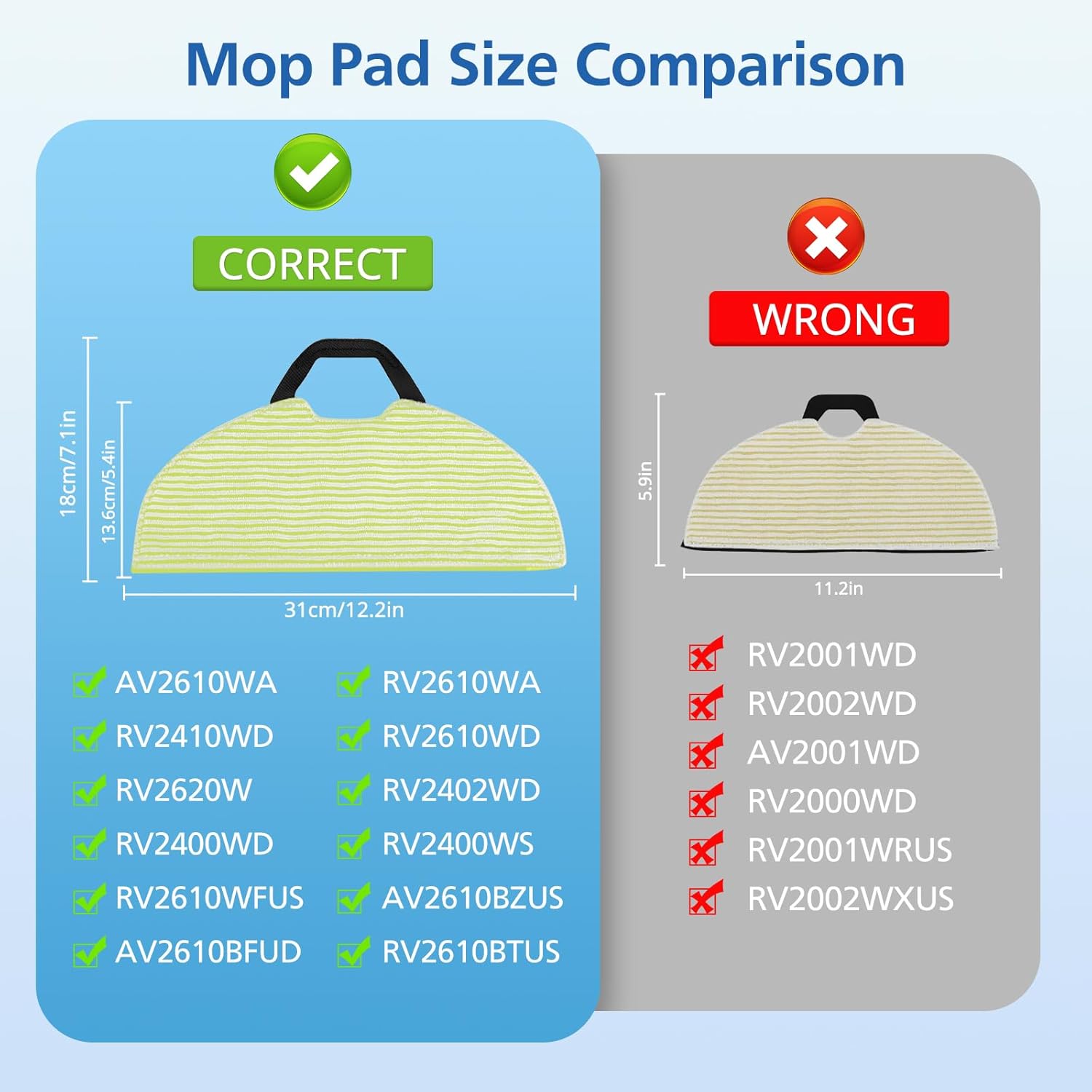 AV2610WA RV2610WA Vacuum Mop Replacement Pads Compatible with Shark RV2610WA AV2610WA RV2620WD RV2410WD AI Ultra 2- in-1 Robot Vacuum, Washable Reusable Microfiber Soft Pads, 6 Pack - Image 3