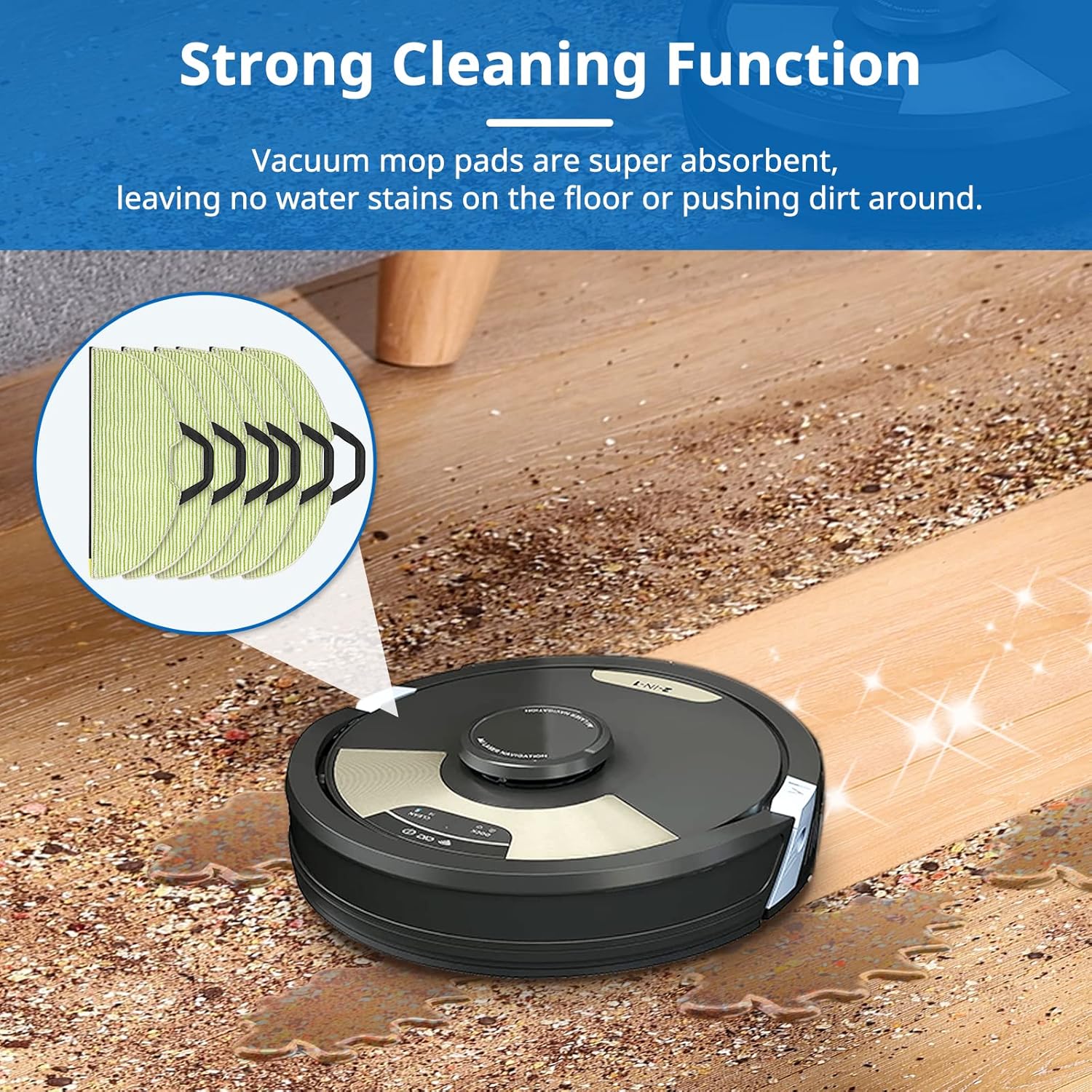 AV2610WA RV2610WA Vacuum Mop Replacement Pads Compatible with Shark RV2610WA AV2610WA RV2620WD RV2410WD AI Ultra 2- in-1 Robot Vacuum, Washable Reusable Microfiber Soft Pads, 6 Pack - Image 5