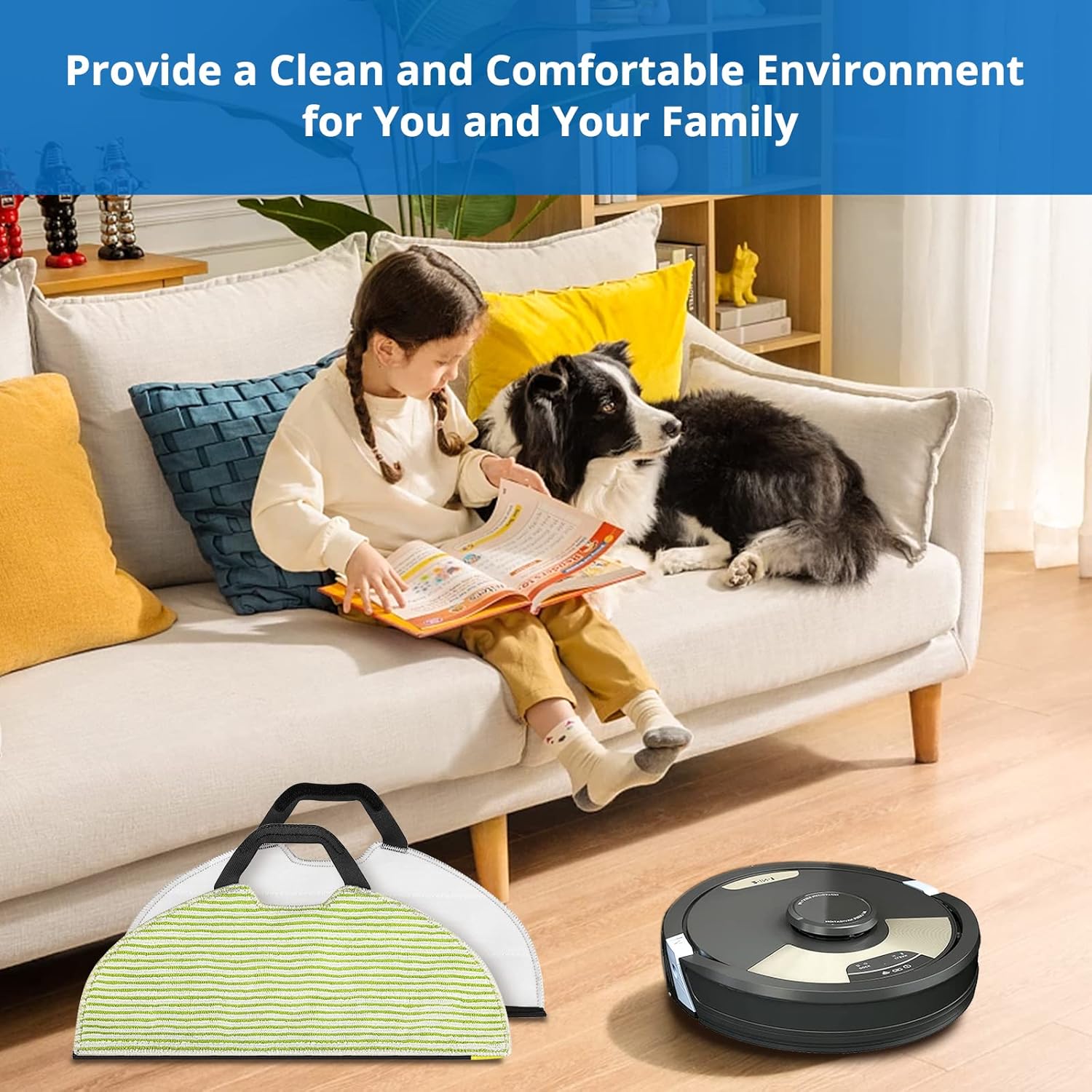 AV2610WA RV2610WA Vacuum Mop Replacement Pads Compatible with Shark RV2610WA AV2610WA RV2620WD RV2410WD AI Ultra 2- in-1 Robot Vacuum, Washable Reusable Microfiber Soft Pads, 6 Pack - Image 7
