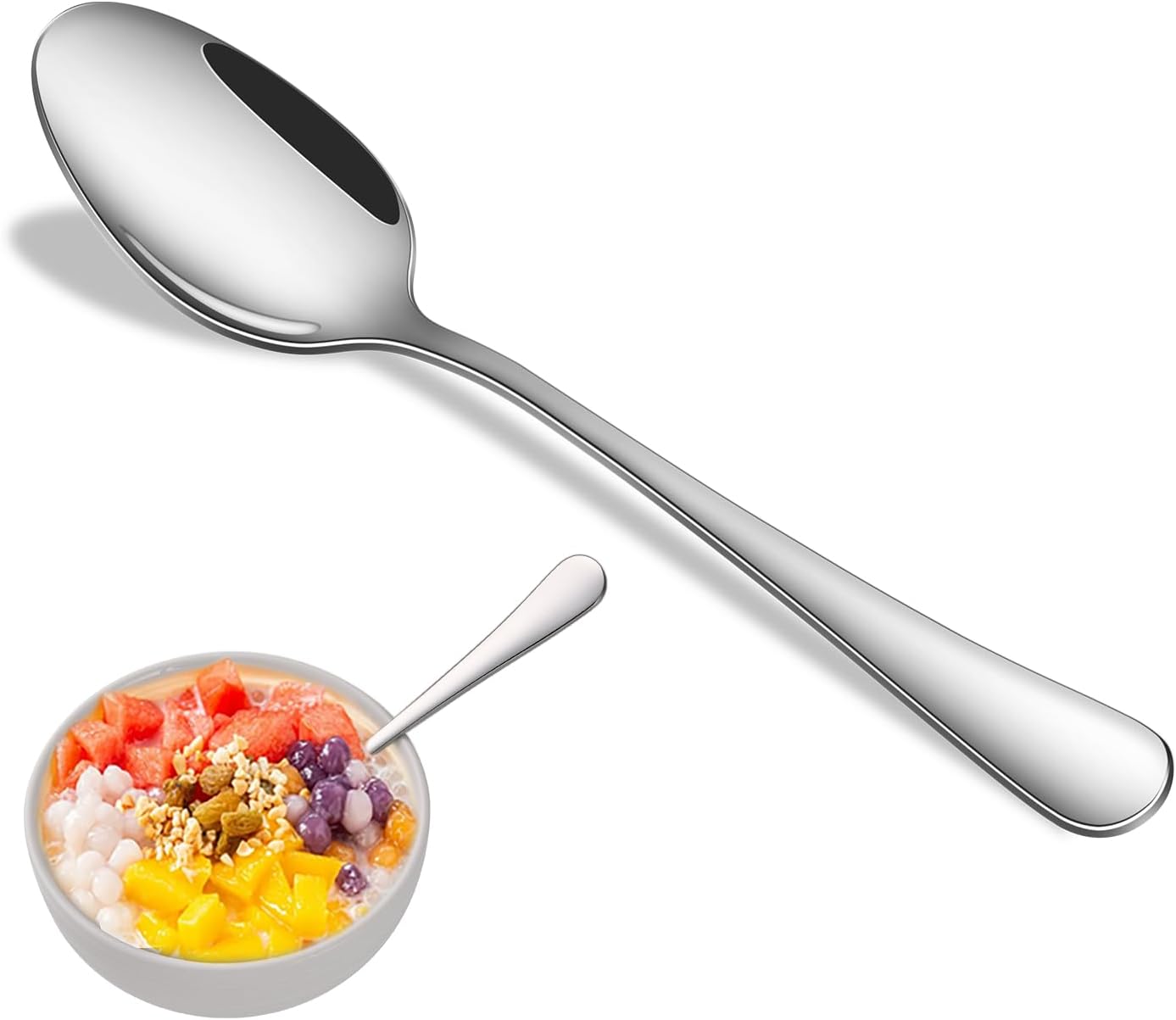 Dinner Spoon Set,8-Piece 7.3 Inch Soup Spoons,Premium Food Grade Stainless Steel Table Spoon,Durable l Tablespoon,Dishwasher Safe Silverware Spoons - Image 1