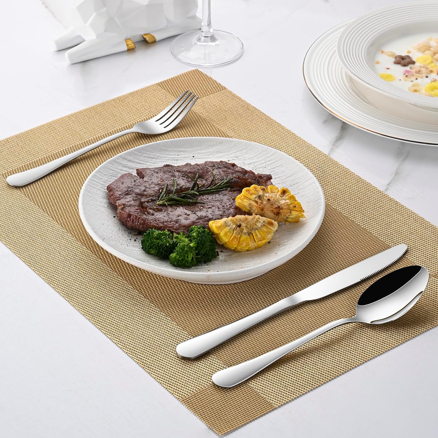 Dinner Spoon Set,8-Piece 7.3 Inch Soup Spoons,Premium Food Grade Stainless Steel Table Spoon,Durable l Tablespoon,Dishwasher Safe Silverware Spoons - Image 7