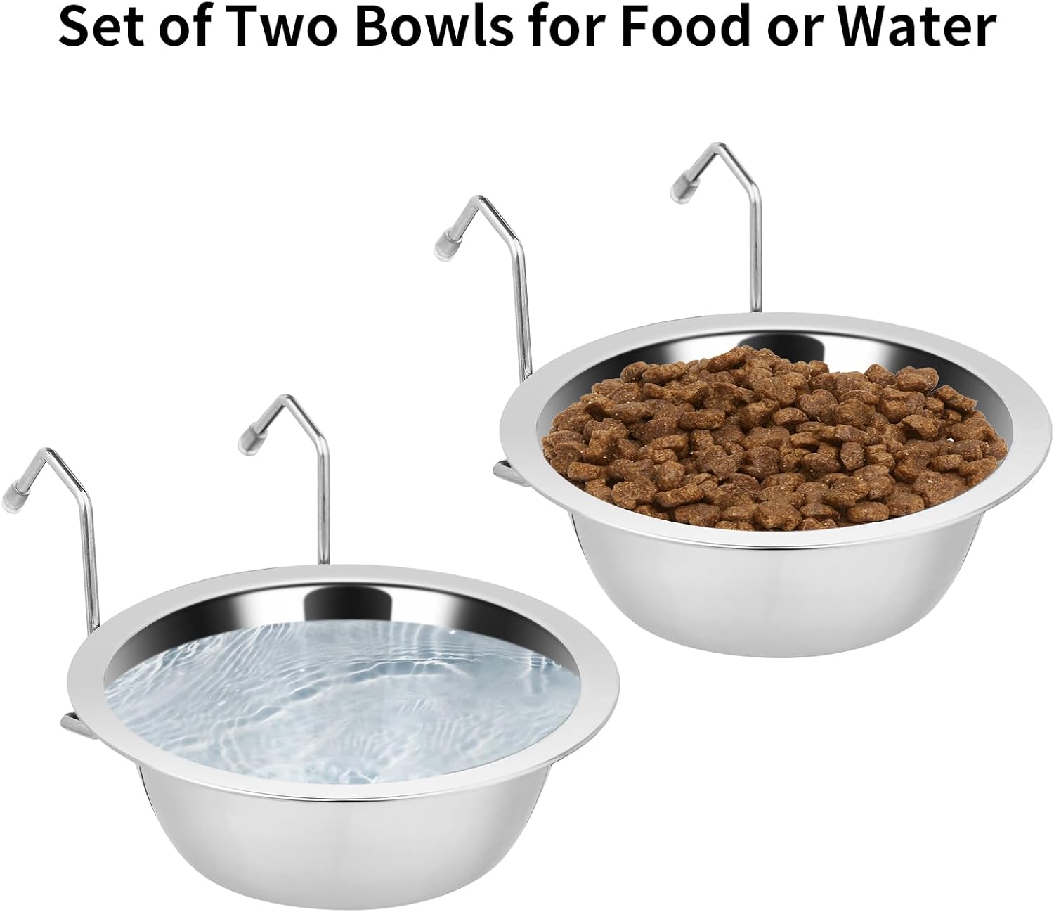 2PCS Kennel Water Bowl Hanging,Stainless Steel Puppy Bowls for Small Dog Cage,Kennel, Crate, Catio Accessories,Dog Crate Water Bowl Dish Feeder Food Holder No Spill(8oz/1cup) - Image 4