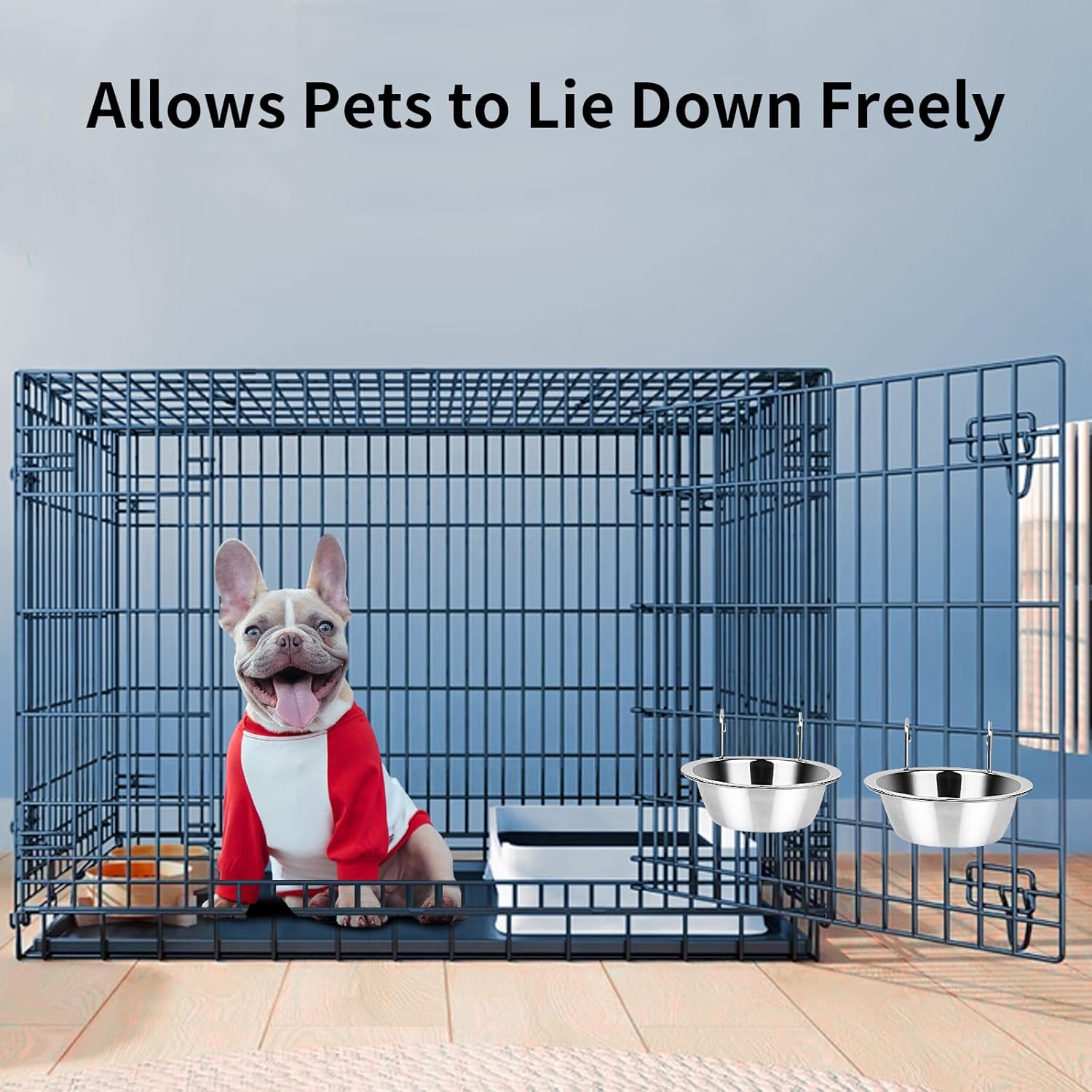 2PCS Kennel Water Bowl Hanging,Stainless Steel Puppy Bowls for Small Dog Cage,Kennel, Crate, Catio Accessories,Dog Crate Water Bowl Dish Feeder Food Holder No Spill(8oz/1cup) - Image 6