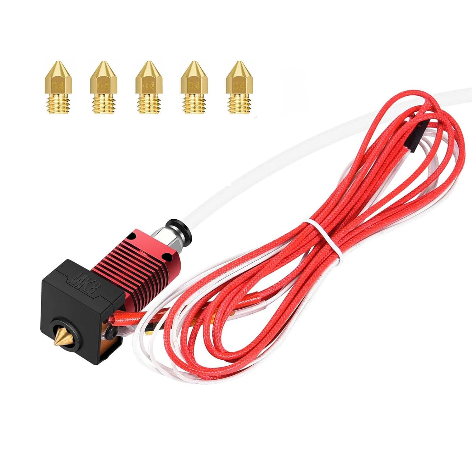 Extruder Heater Hot End Kit, Assembled MK8 Extruder Hot end Kit with 0.4mm Nozzle Silicon Sock Compatible with Creality Ender 3, Ender 3 Pro, Ender 3 V2 - Image 1