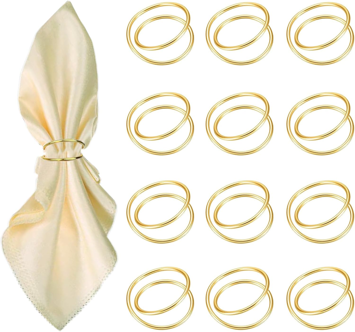 Gold Napkin Rings-12 PCS l Spiral Napkin Rings(Spiral) Napkin Holders Buckles for Family Dinner, Wedding, Party,Table Decorations - Image 1