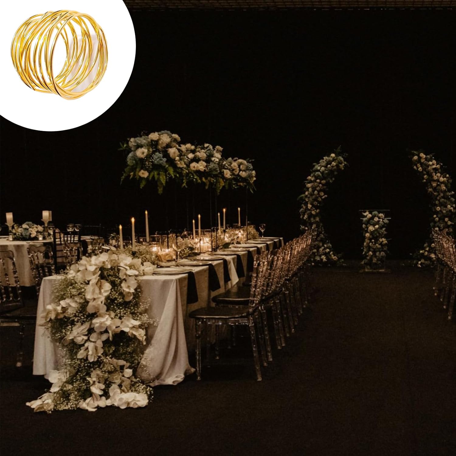 Gold Napkin Rings - 6 PCS l Napkin Rings(Twisted Wire) Napkin Holders Buckles for Family Dinner, Wedding, Party,Table Decorations - Image 3
