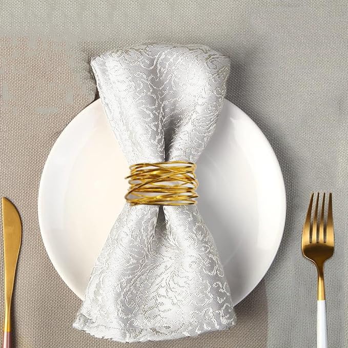 Gold Napkin Rings - 6 PCS l Napkin Rings(Twisted Wire) Napkin Holders Buckles for Family Dinner, Wedding, Party,Table Decorations - Image 6
