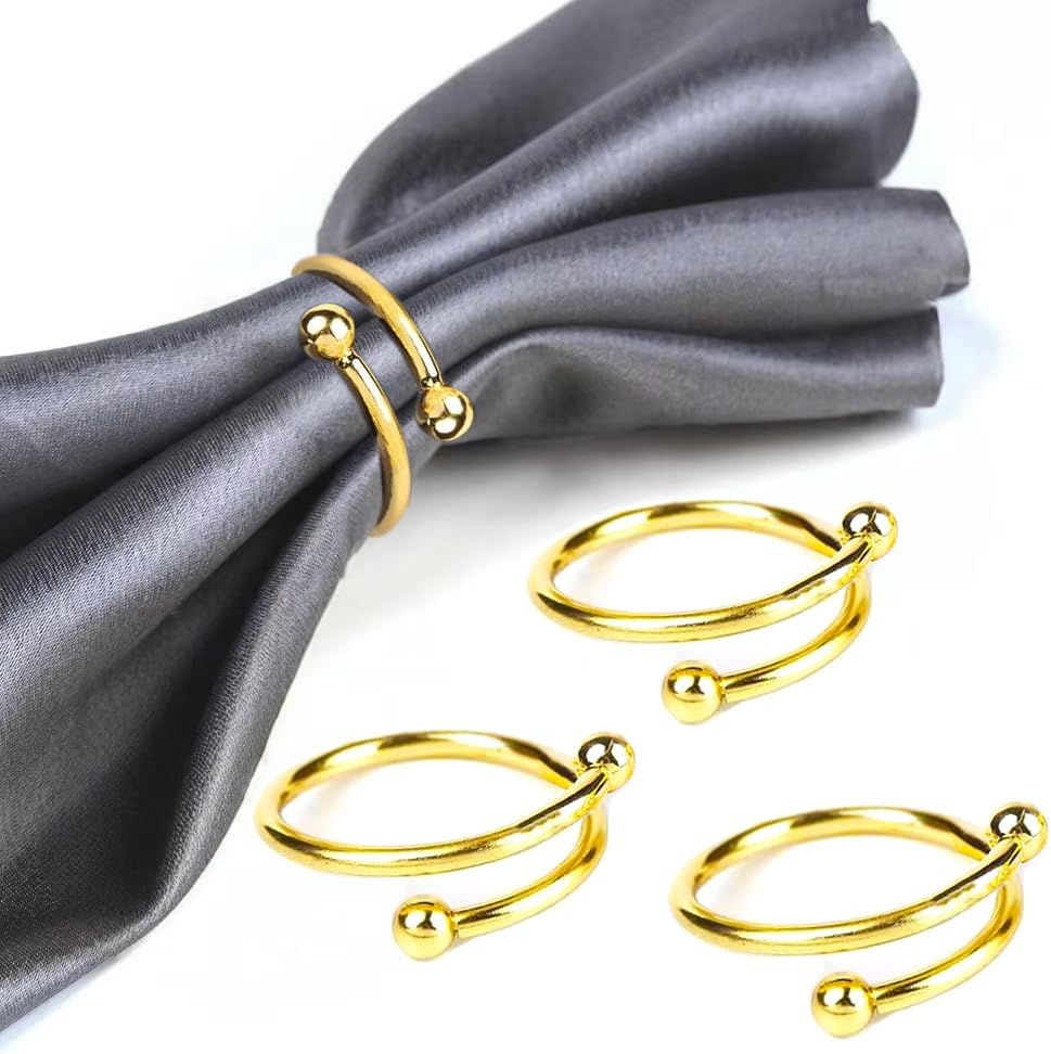 16 Pcs Gold Napkin Rings - Round Napkin Ring,Stainless Steel Napkin Rings,l Napkin Ring for Table Settings Wedding Christmas Party Dinner Table(Spring Type) - Image 1