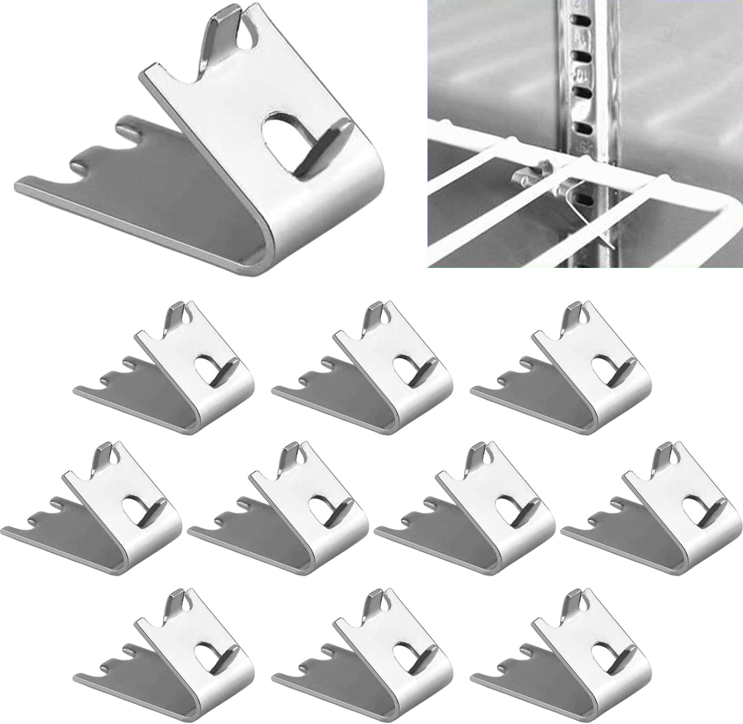 920158 Freezer Shelf Clip,Stainless Steel Shelf Clip for Refrigerator,Freezer Cooler Shelf Support,Replacement Shelf Square Buckles Clips (10) - Image 1