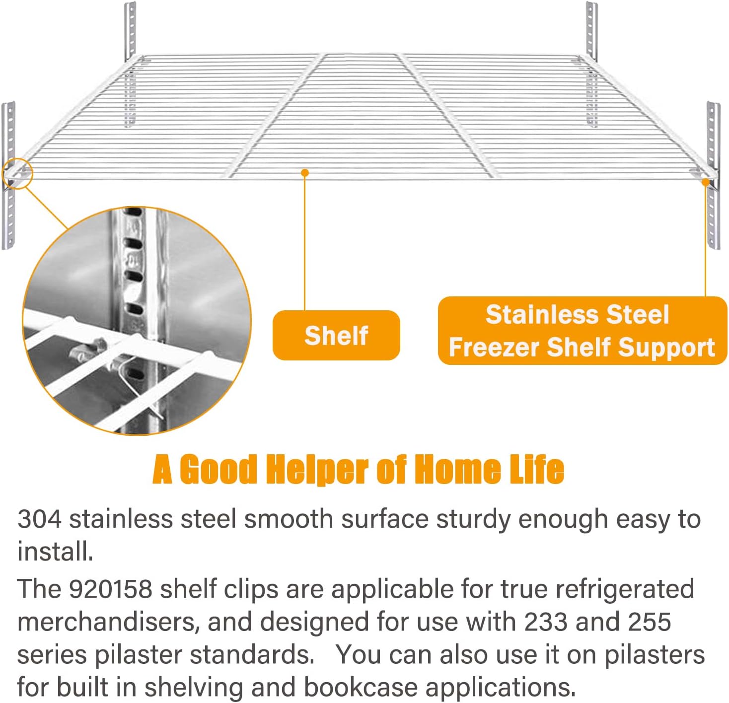 920158 Freezer Shelf Clip,Stainless Steel Shelf Clip for Refrigerator,Freezer Cooler Shelf Support,Replacement Shelf Square Buckles Clips (10) - Image 3