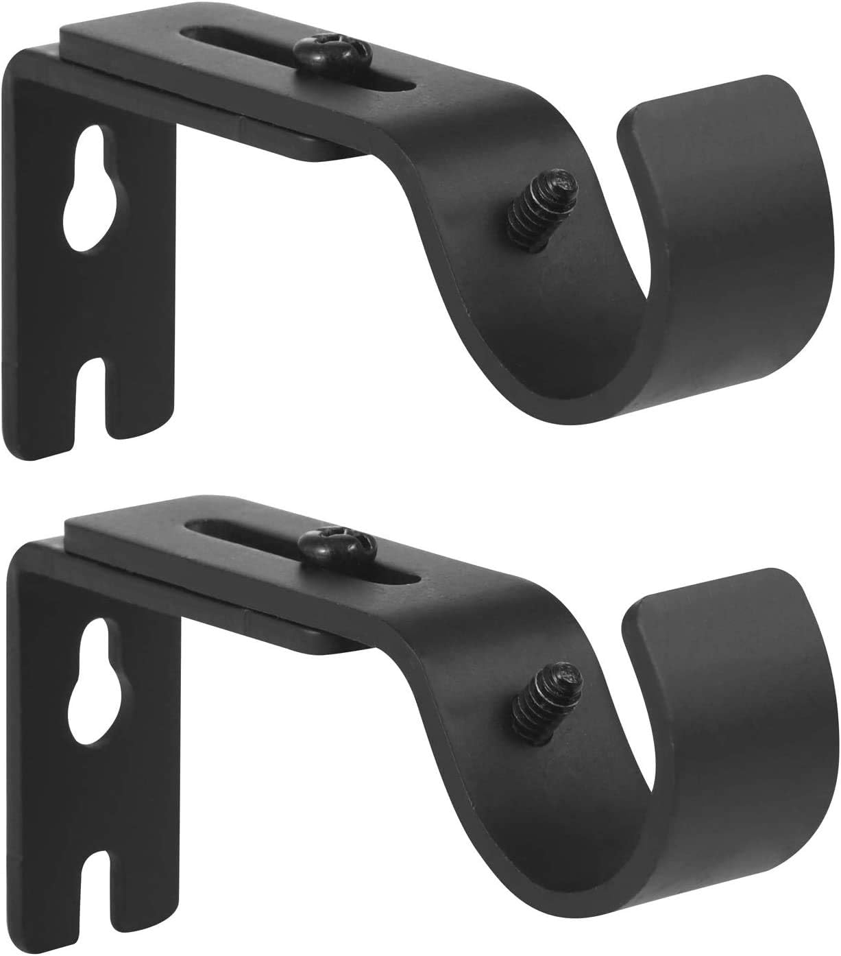 Heavy Duty Adjustable Curtain Rod Brackets and Holders - For 1 1/8 Inch & 1 1/4 Inch Rod, 2 PCS Black - Image 1