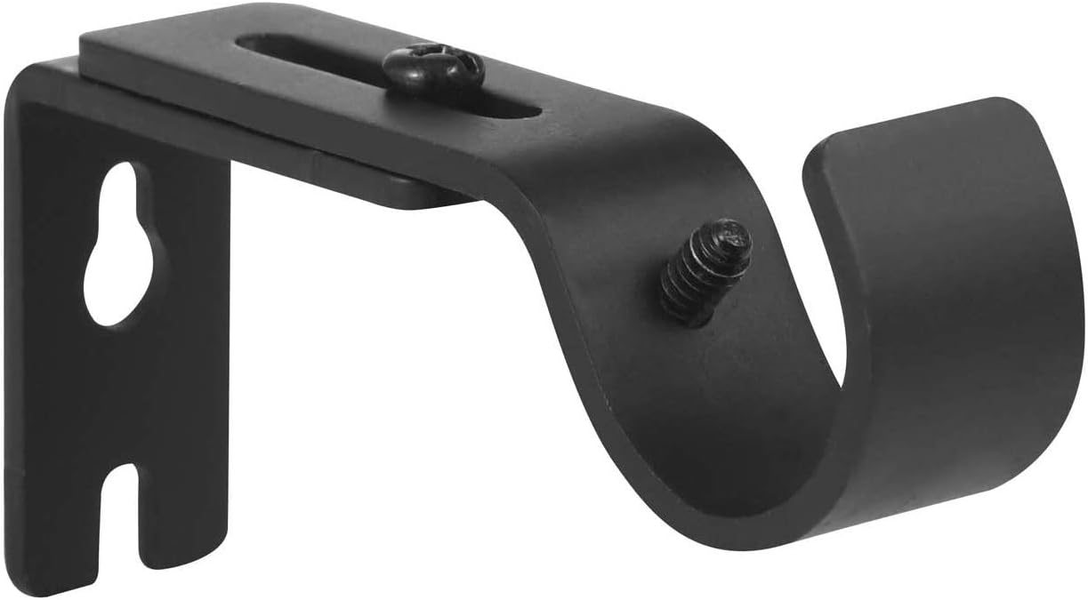 Heavy Duty Adjustable Curtain Rod Brackets and Holders - For 1 1/8 Inch & 1 1/4 Inch Rod, 2 PCS Black - Image 2