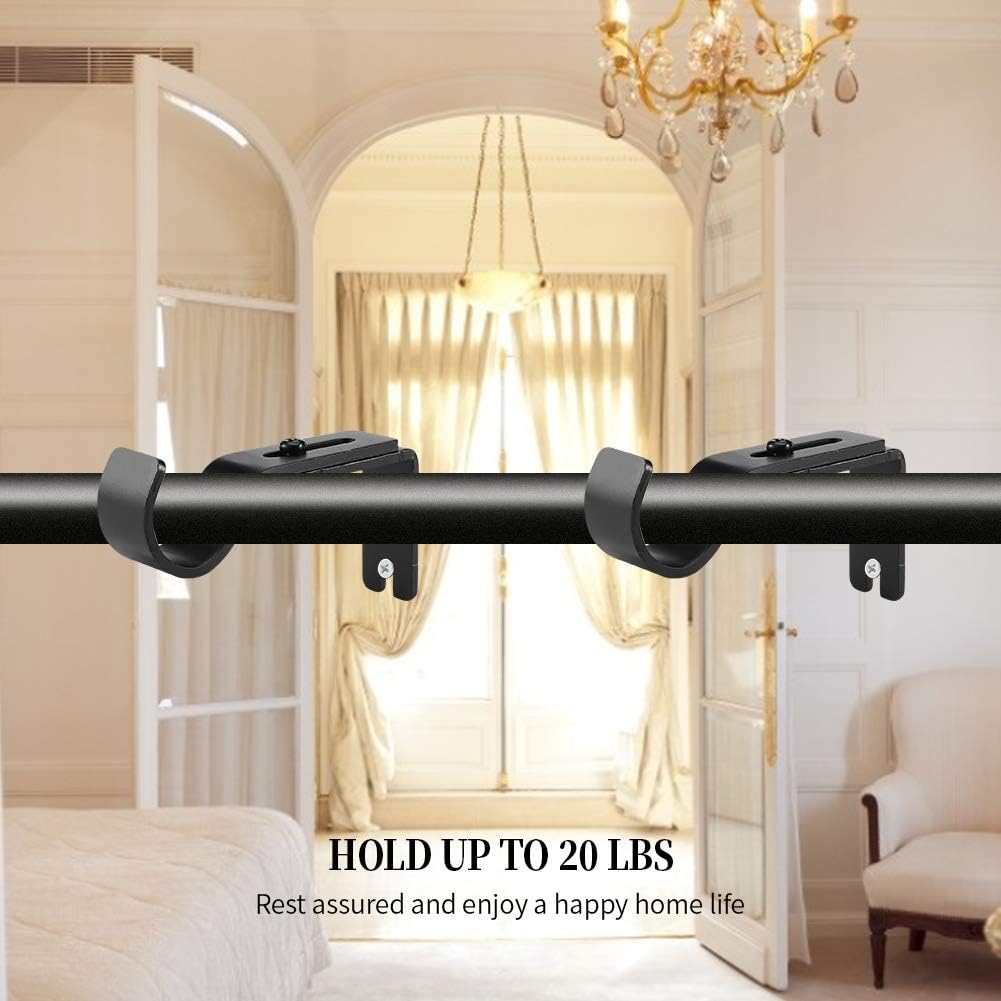Heavy Duty Adjustable Curtain Rod Brackets and Holders - For 1 1/8 Inch & 1 1/4 Inch Rod, 2 PCS Black - Image 5