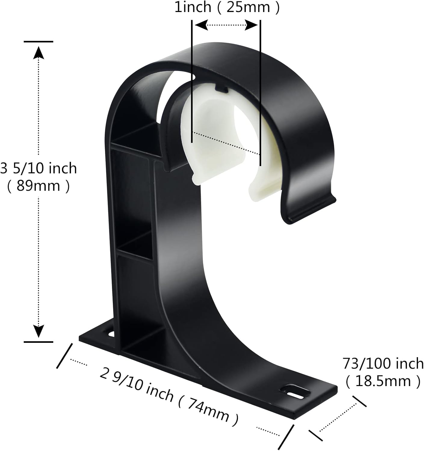 Ceiling Curtain Rod Bracket, 4 Pack Heavy Duty Curtain Rod Holders, Aluminum Alloy, Black Ceiling Curtain Hooks Hangers Fit for 1 Inch Drapery Rods - Image 5