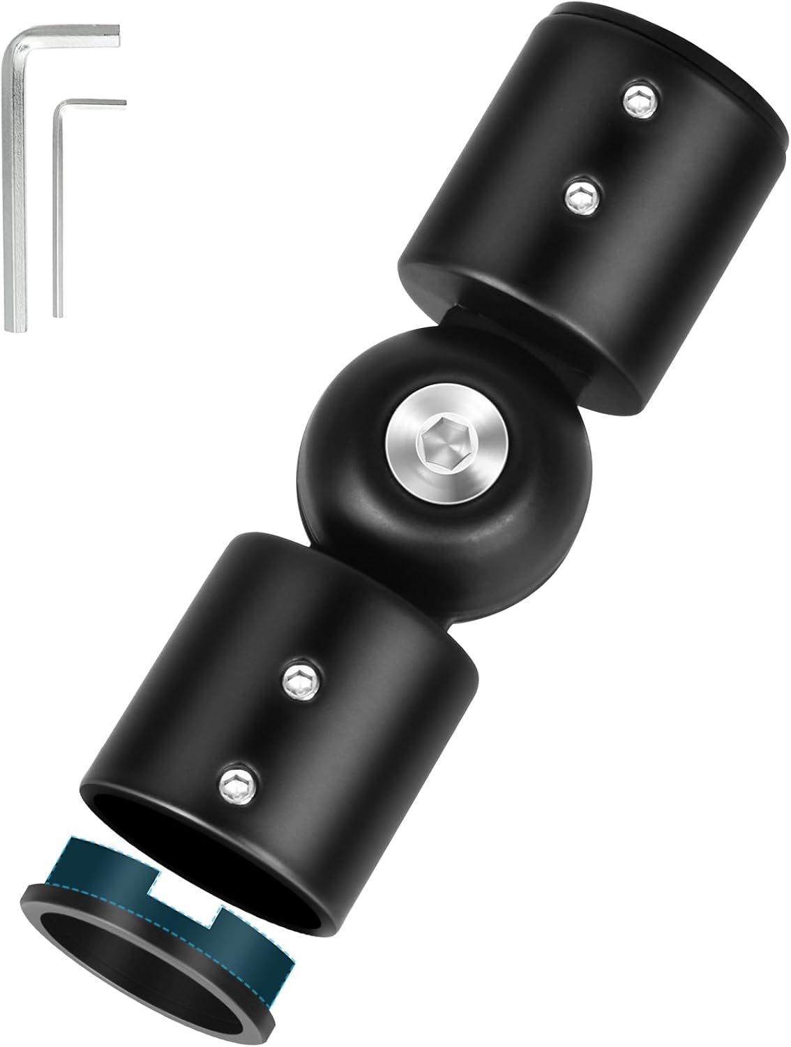 Curtain Rod Corner Connector Heavy Duty Hinged Elbow Connector, Adjustable Corner Curtain Rod Connector for 1 Inch Bay Window Curtain Rods, Black 1 Pack - Image 1
