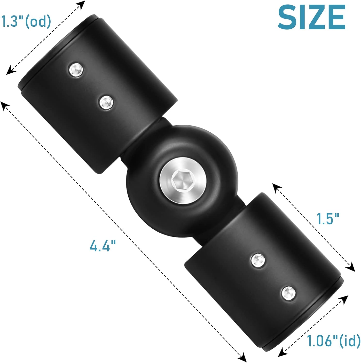Curtain Rod Corner Connector Heavy Duty Hinged Elbow Connector, Adjustable Corner Curtain Rod Connector for 1 Inch Bay Window Curtain Rods, Black 1 Pack - Image 2