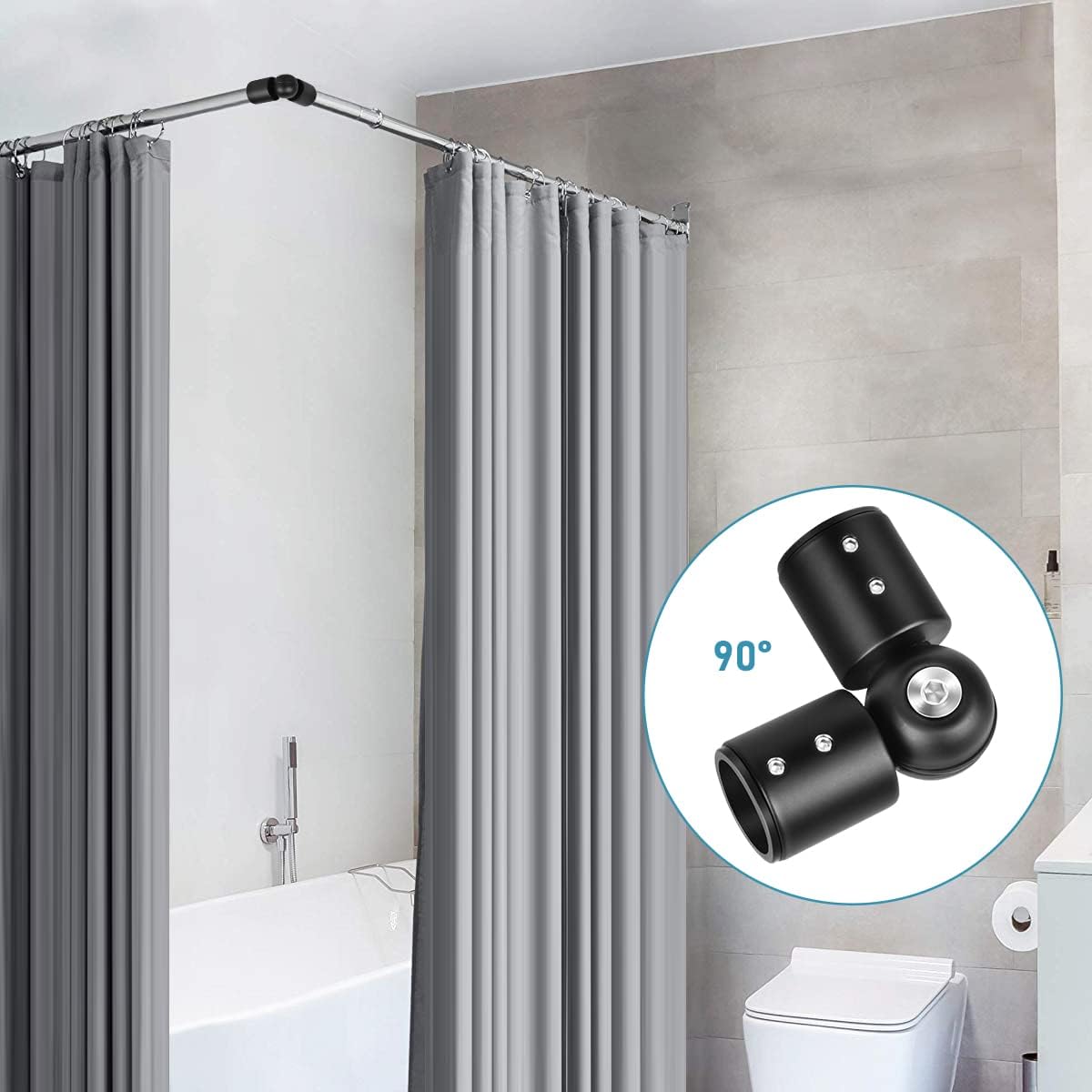 Curtain Rod Corner Connector Heavy Duty Hinged Elbow Connector, Adjustable Corner Curtain Rod Connector for 1 Inch Bay Window Curtain Rods, Black 1 Pack - Image 7