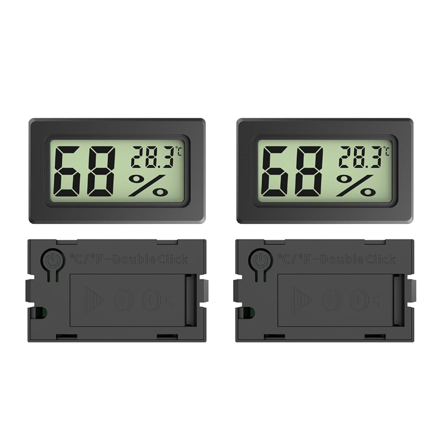 4 Pack Indoor Hygrometer Thermometer, Humidity Gauge Meter with ℃ to℉ and ON/Off Switch, Digital Temperature Monitor for Humidors Jars Cellar Reptile Incubator Closet - Image 1