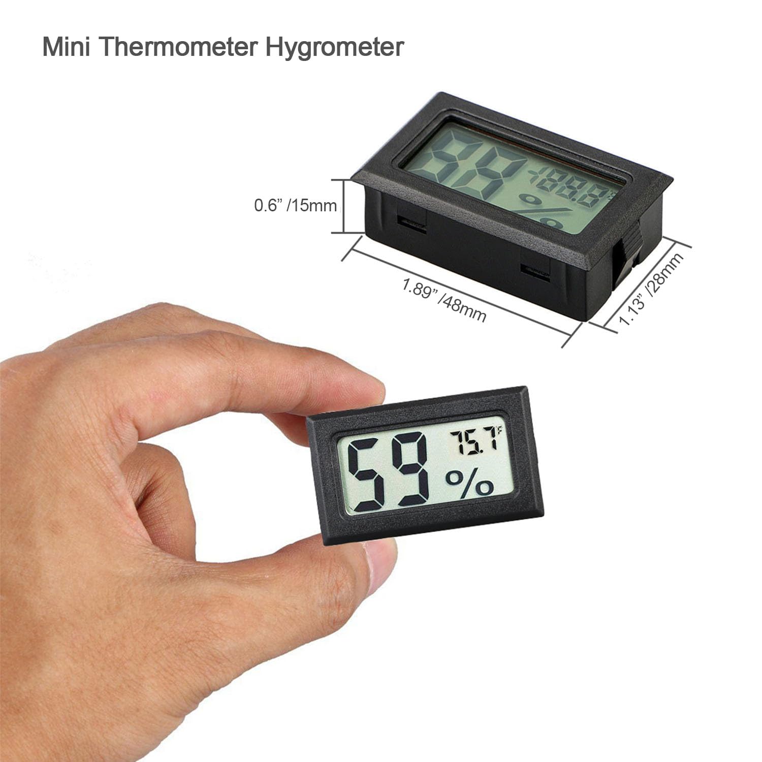 4 Pack Indoor Hygrometer Thermometer, Humidity Gauge Meter with ℃ to℉ and ON/Off Switch, Digital Temperature Monitor for Humidors Jars Cellar Reptile Incubator Closet - Image 2