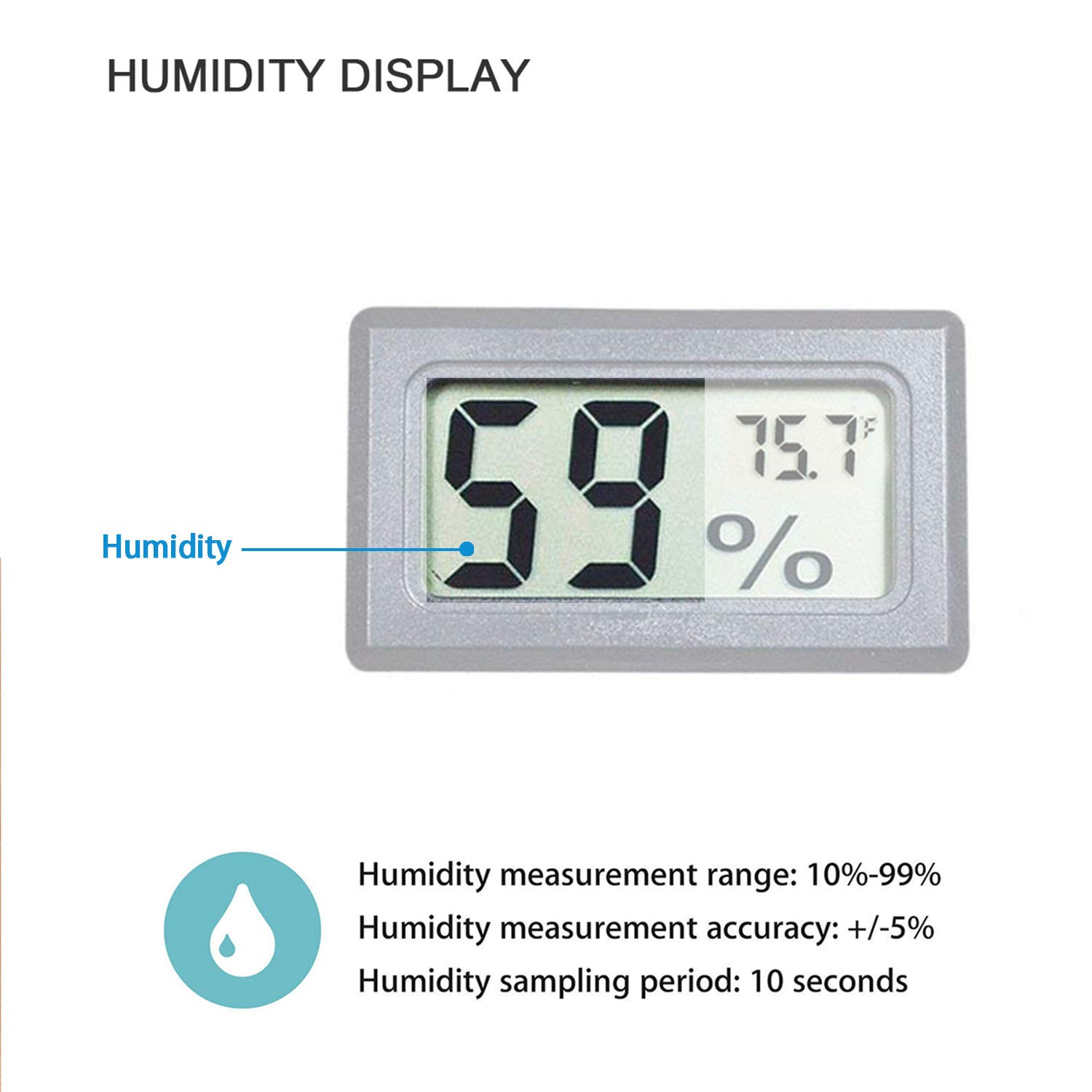 4 Pack Indoor Hygrometer Thermometer, Humidity Gauge Meter with ℃ to℉ and ON/Off Switch, Digital Temperature Monitor for Humidors Jars Cellar Reptile Incubator Closet - Image 4