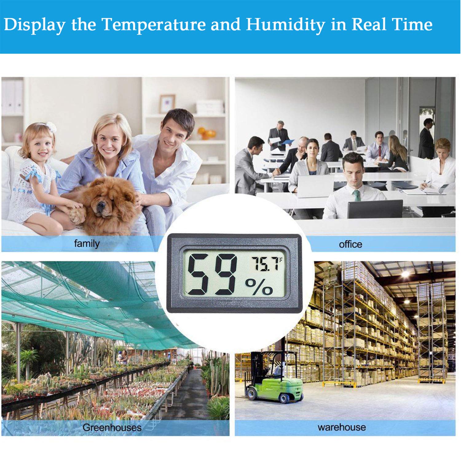 4 Pack Indoor Hygrometer Thermometer, Humidity Gauge Meter with ℃ to℉ and ON/Off Switch, Digital Temperature Monitor for Humidors Jars Cellar Reptile Incubator Closet - Image 5