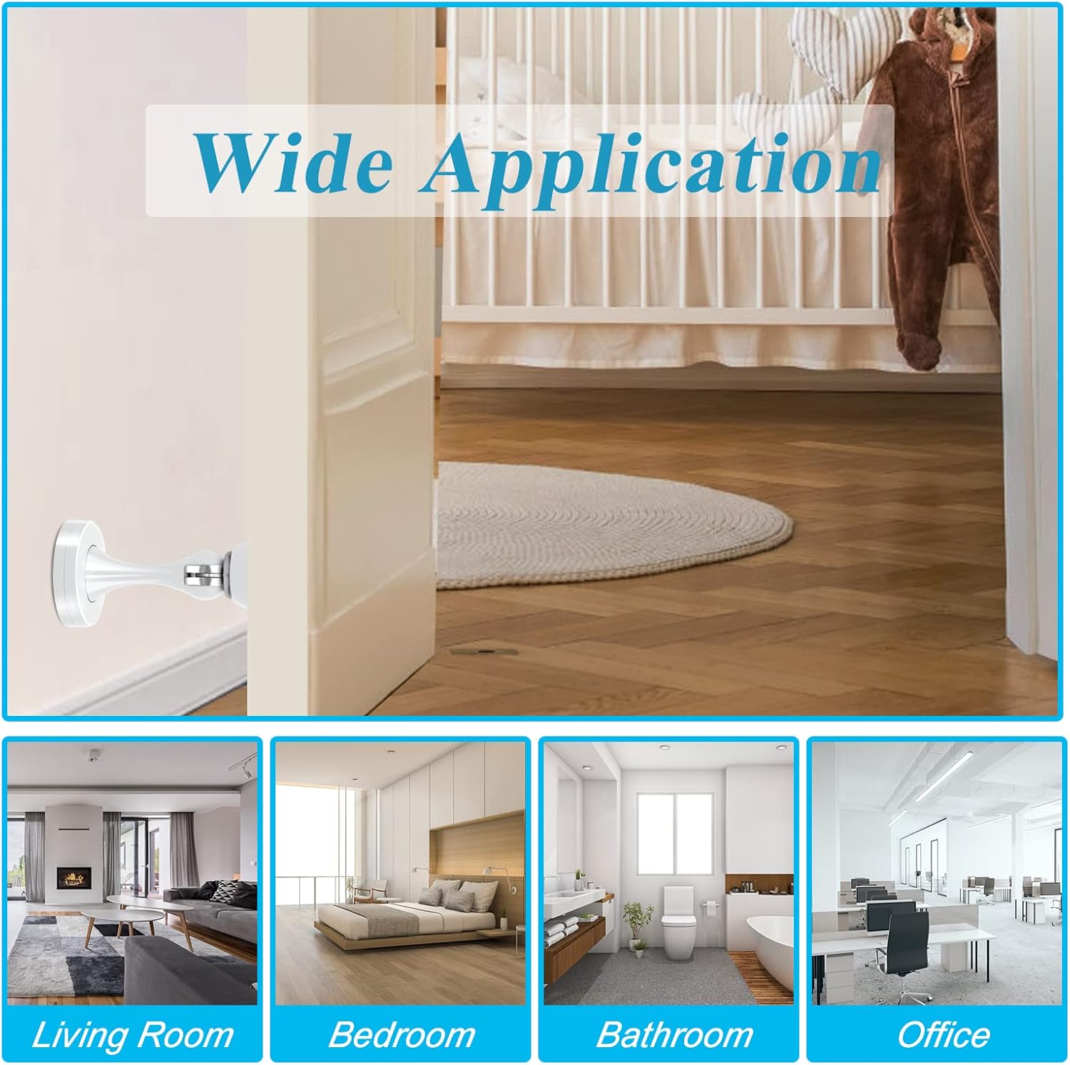 Door Stopper, Magnetic Door Stop White Wall Floor Mount Magnetic Door Stoppers Stainless Steel Magnetic Door Holder Catch Heavy Duty Modern Door Stops for Bottom of Door, 2 Pack - Image 7