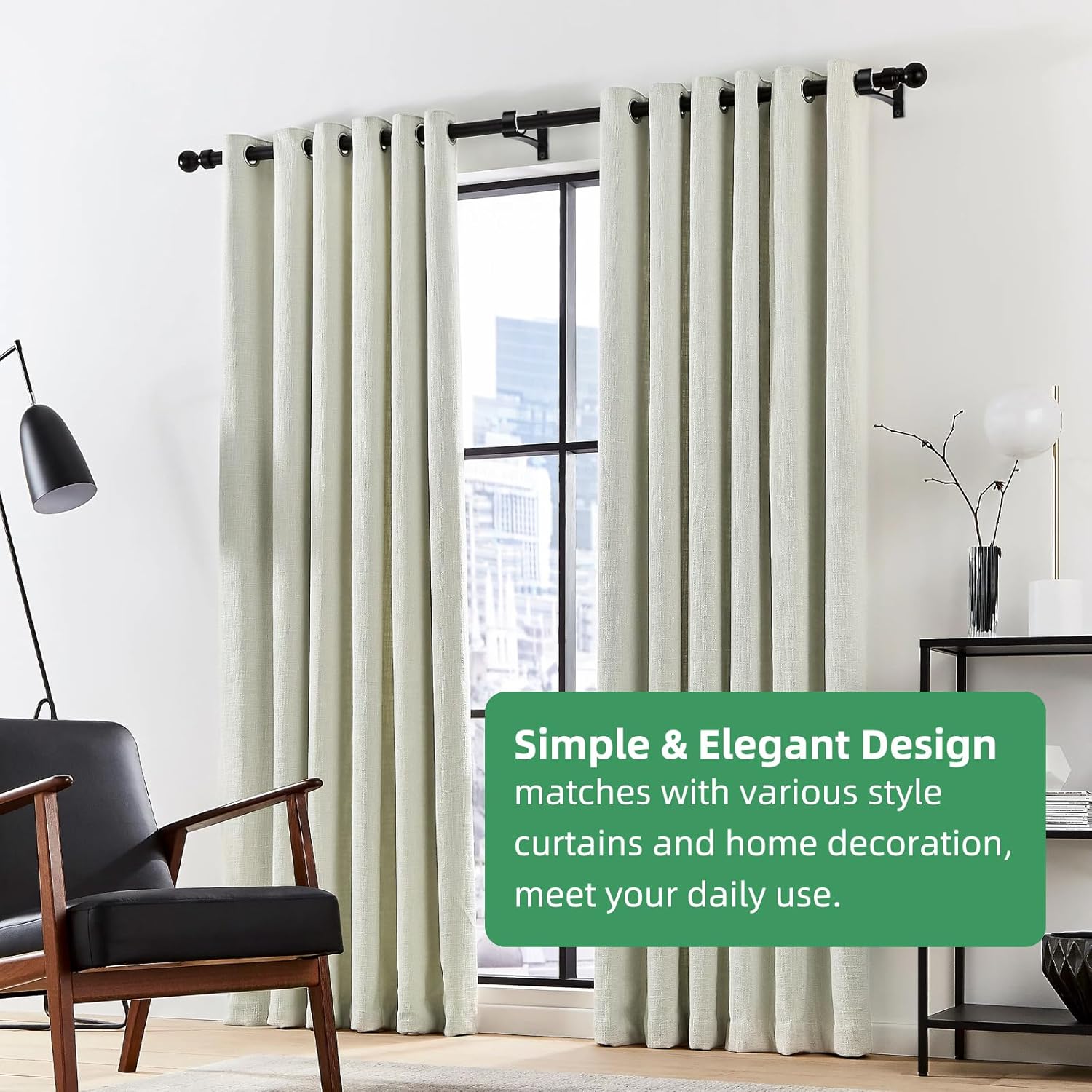 Curtain Rod Bracket, 4 Pack Heavy Duty Rods Holders Black Curtain Rod Hooks Brackets for Wall Single Drapery Rods Hangers Support Fit for 1 Inch Drape Pole - Image 7