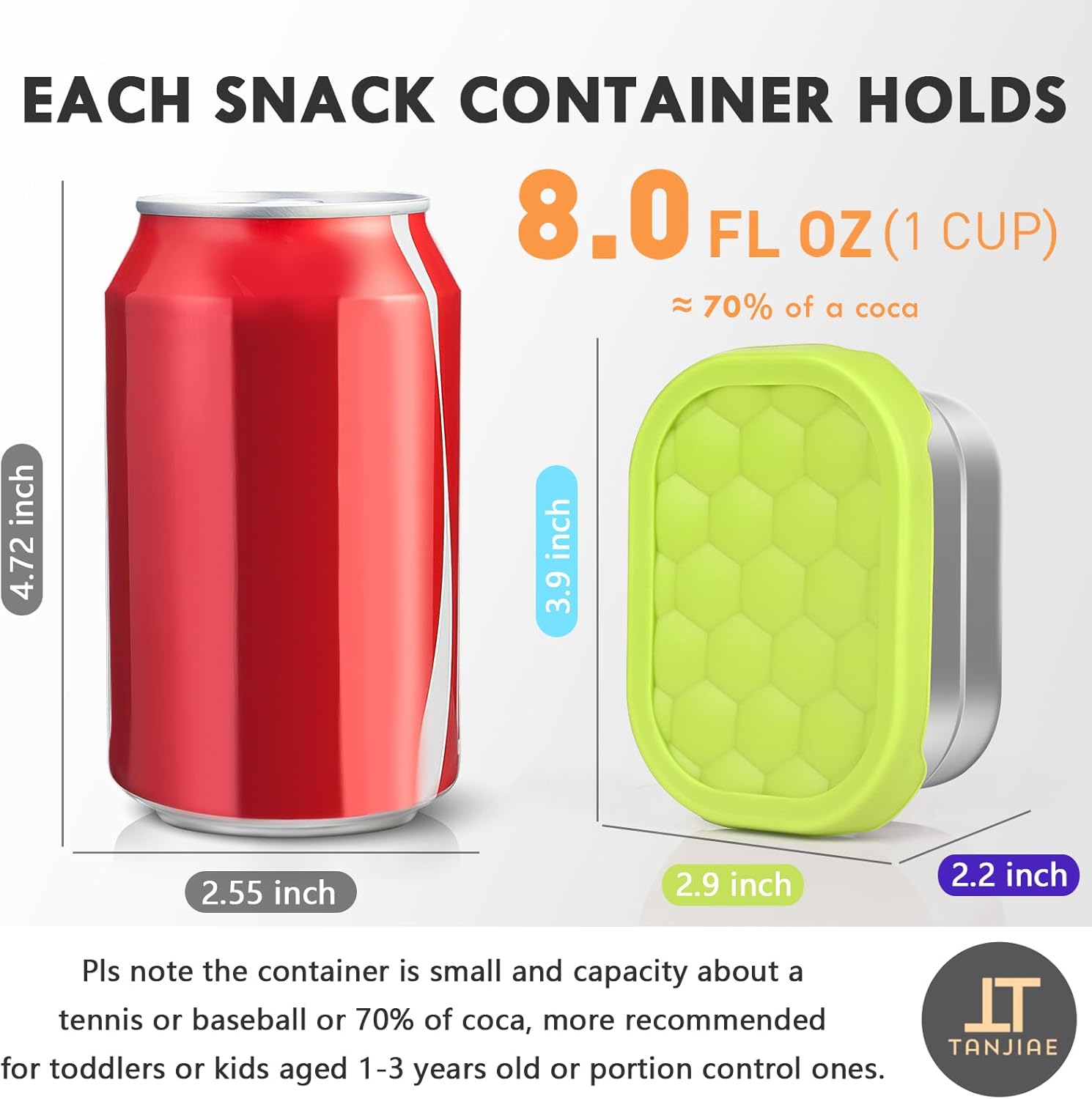 4Pack 8oz Small (1 CUP) Stainless Steel Snack Containers for Kids | Reusable Easy Open Toddler Snack Containers with Silicone Lids | Stackable Toddler Lunch Box for Daycare, School and Travel - Image 2