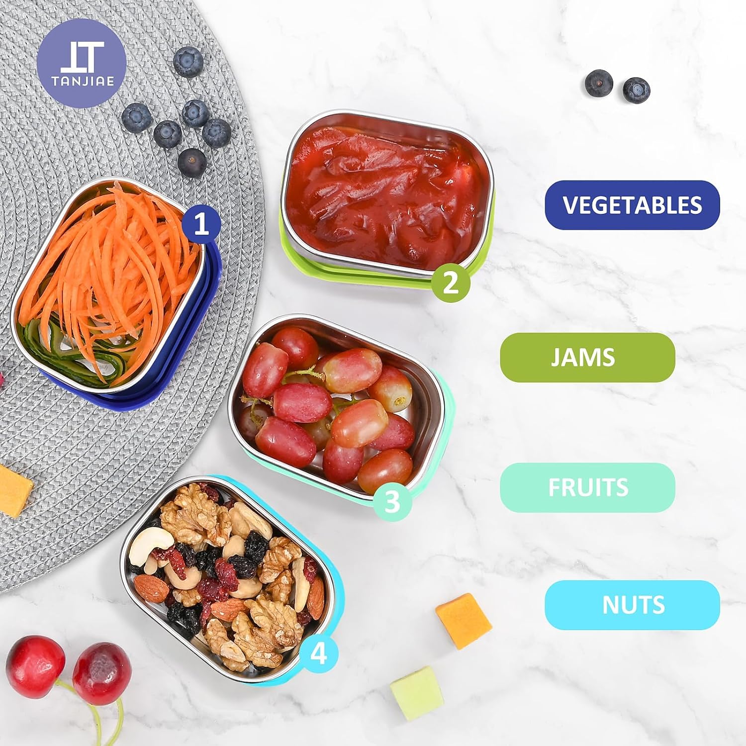 4Pack 8oz Small (1 CUP) Stainless Steel Snack Containers for Kids | Reusable Easy Open Toddler Snack Containers with Silicone Lids | Stackable Toddler Lunch Box for Daycare, School and Travel - Image 7