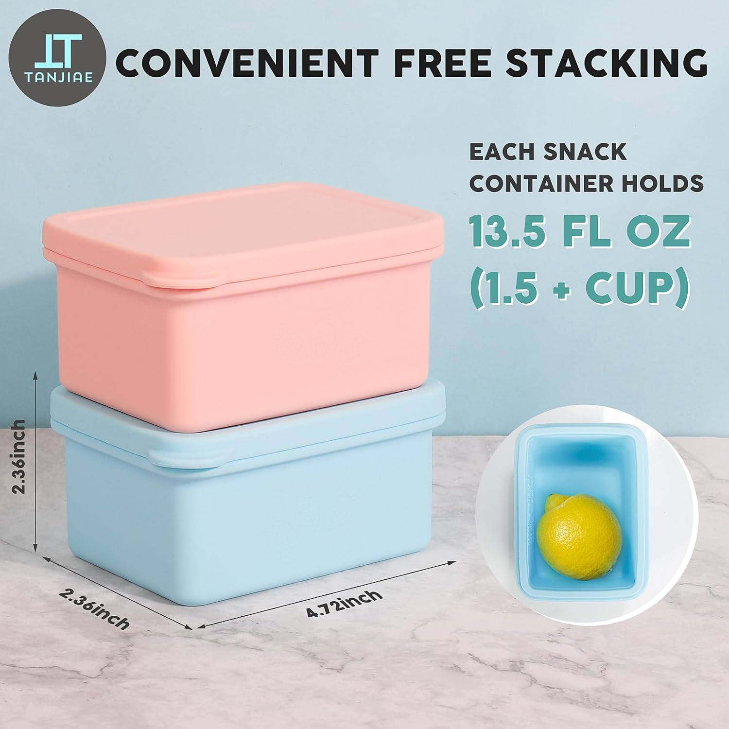 Silicone Snack Containers for Kids, Leak Proof Microwavable Small Lunch Box Containers with Lids for Toddlers, 1 Cup BPA Free Freezer Molds for Soups/Baby Food Storage (13.5oz*2) - Image 2